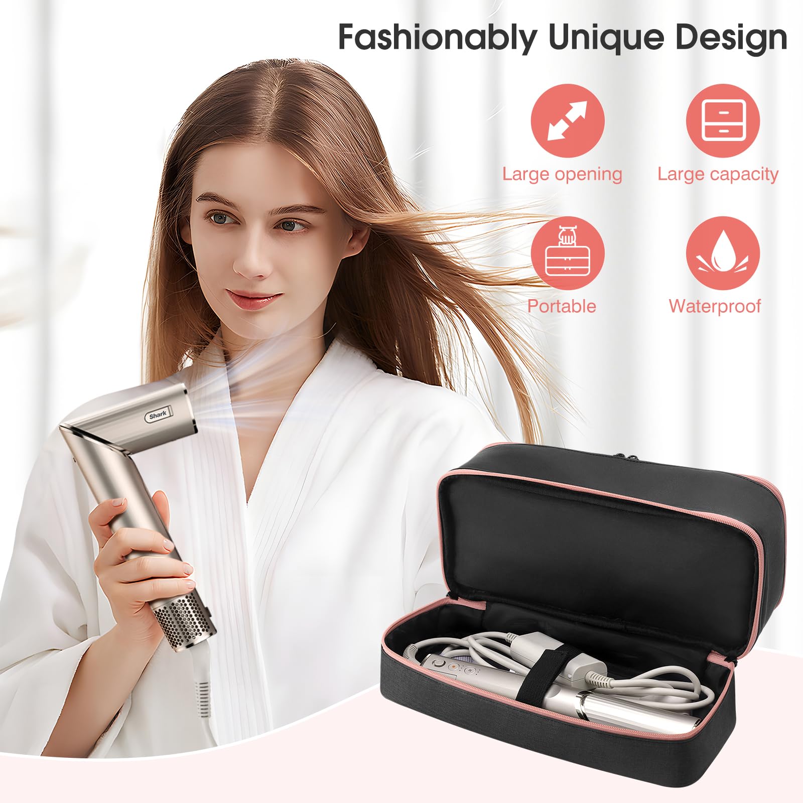 Travel Carrying Case for Hair Dryer Shark Flexstyle Dyson Airwrap Brush Double-Layer Hair Accessories Tools Storage Bag for Revlon Hairdryer Styler Organizer