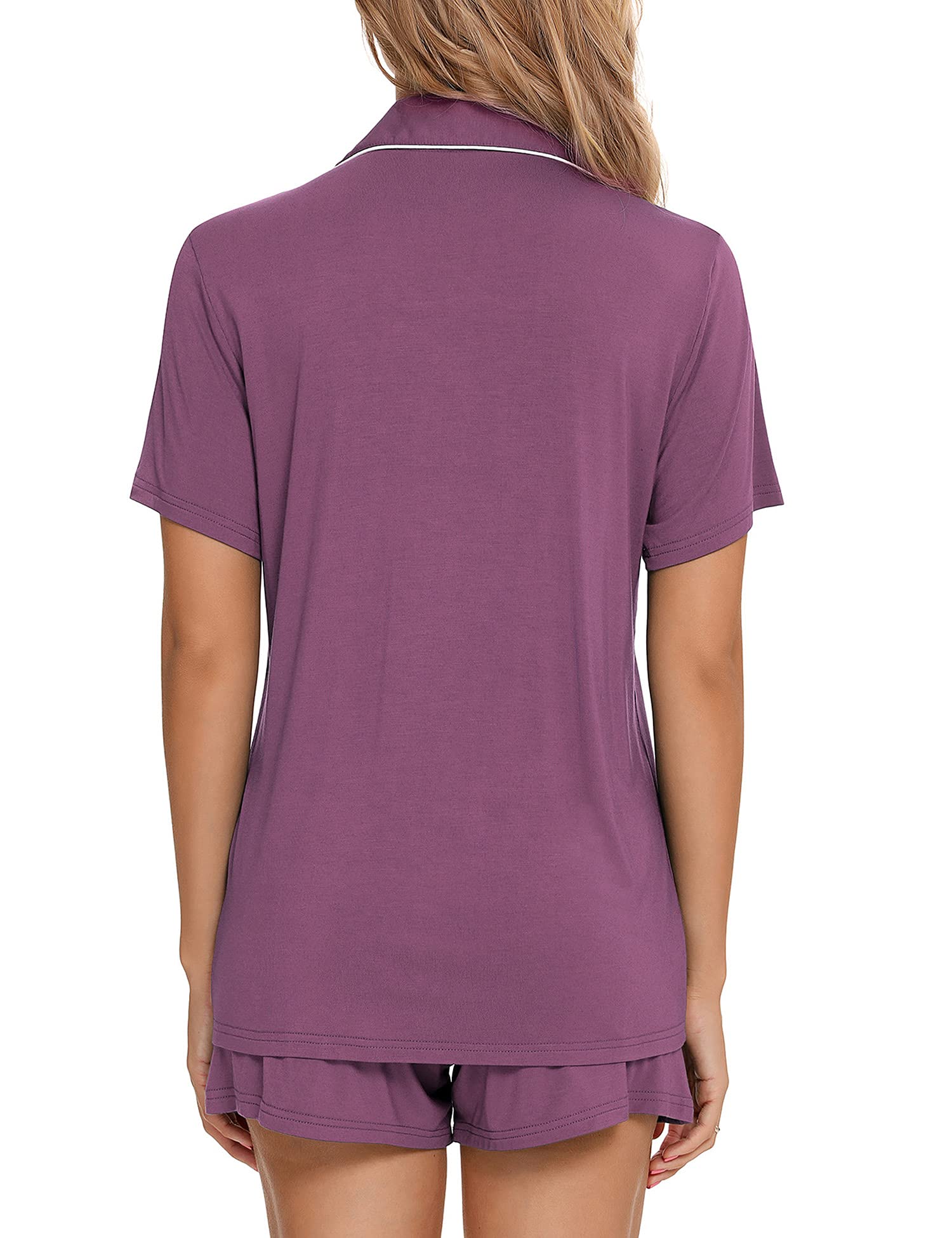 Senert Pajamas Set For Women Short Sleeve Sleepwear Soft Button Down Pjs Set Nightwear Lounge Sets S-XXL