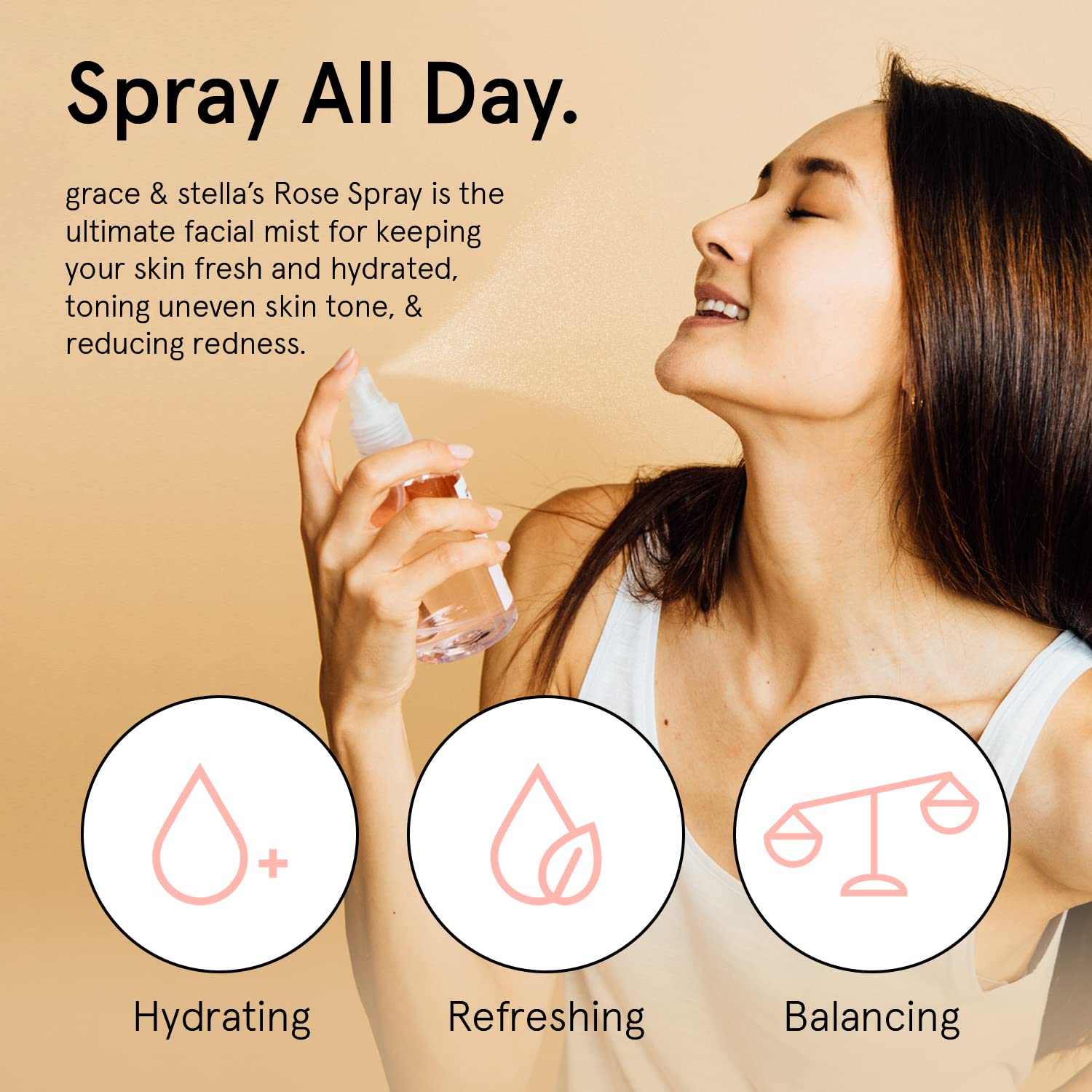 grace & stella Award Winning Rose Water Facial Spray (240ml) - Vegan