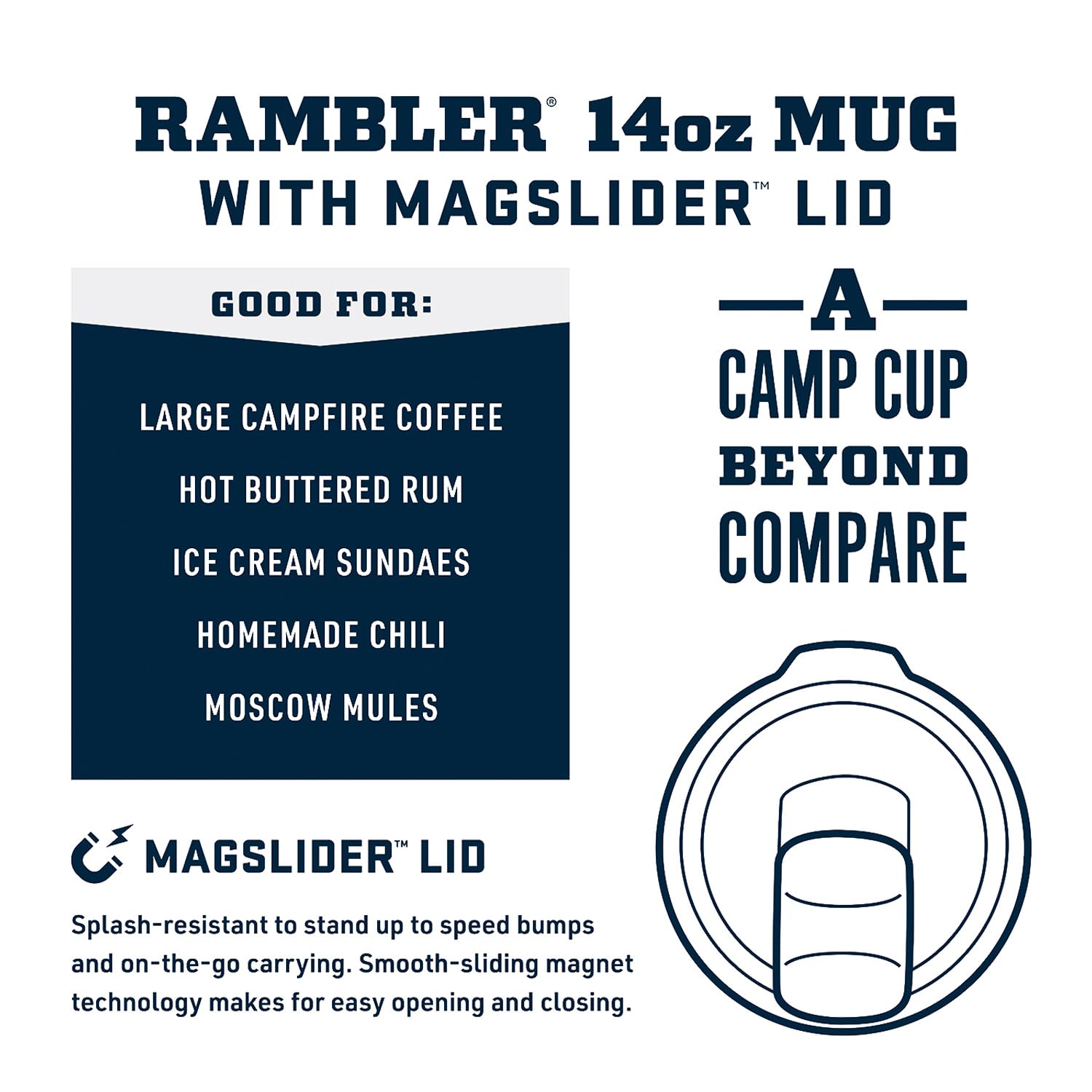 YETI Rambler 14 oz Mug, Vacuum Insulated, Stainless Steel with MagSlider Lid, Stainless