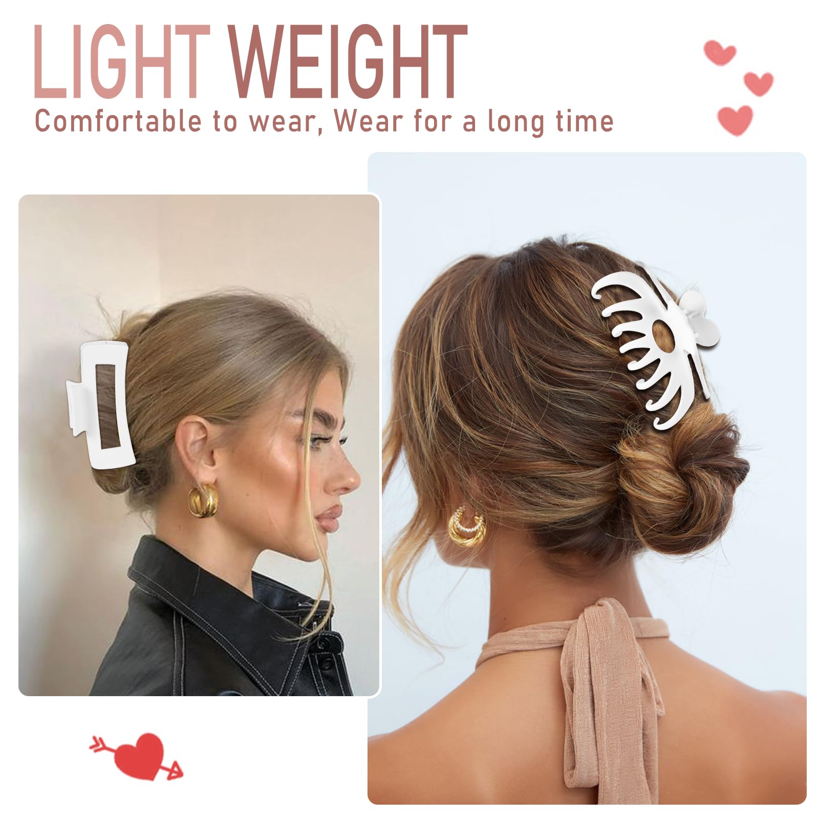 LuSeren Hair Clips for Women 4.3 Inch Large Hair Claw Clips for Women Thin Thick Curly Hair, Big Matte Banana Clips,Strong Hold jaw clips,Neutral Colors