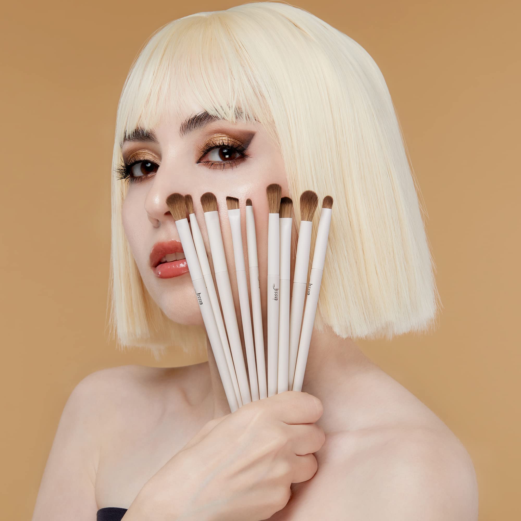 Jessup Makeup Brushes 14Pcs Makeup Brush Set Premium Synthetic Powder Foundation Contour Blush Concealer Eye Shadow Blending Liner Make Up Brush Kit Light Grey T329