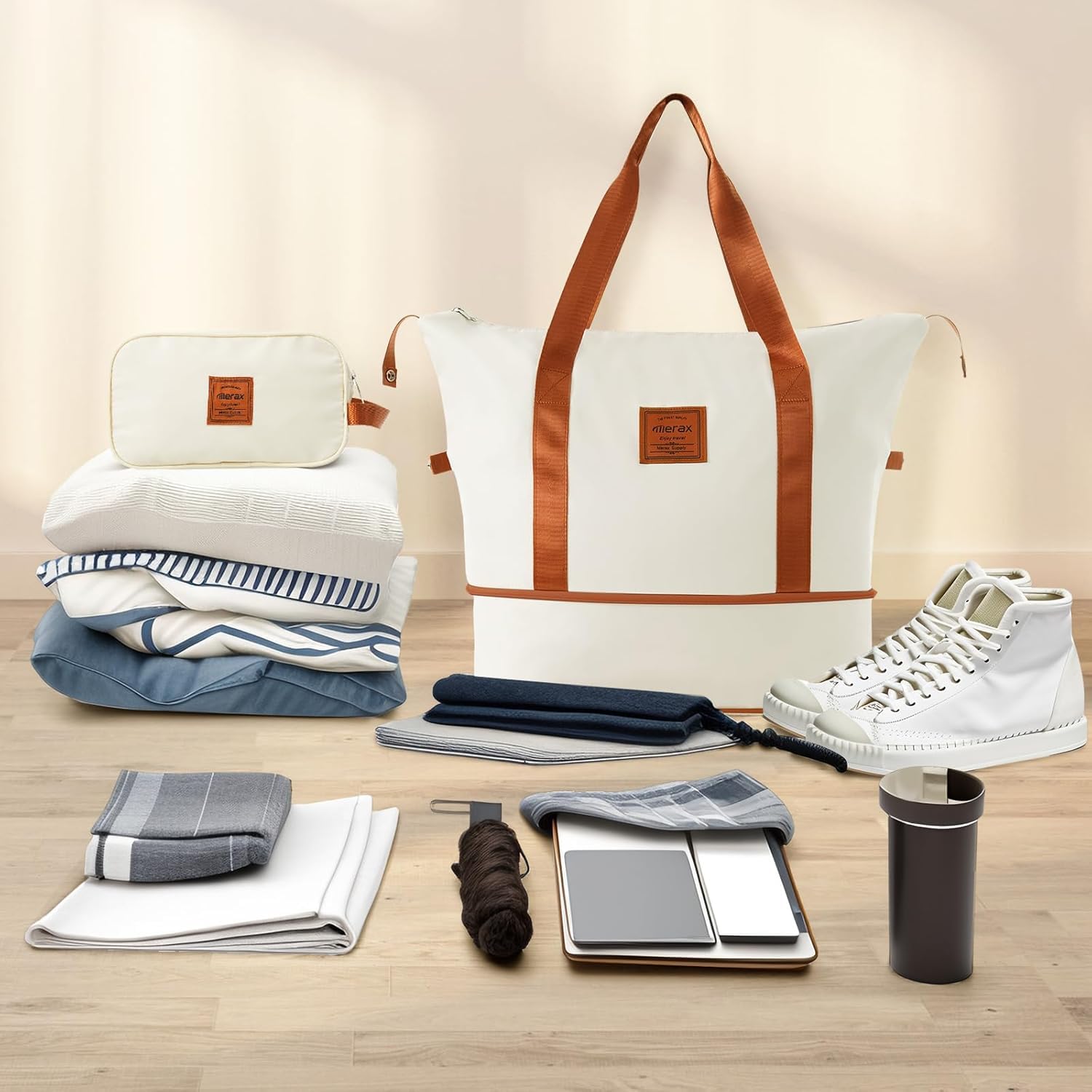 Merax 3 Pcs ABS Hardside Luggage Sets TSA Lock Spinner Wheel Suitcases, Pearly White, 20/24/28 Inch