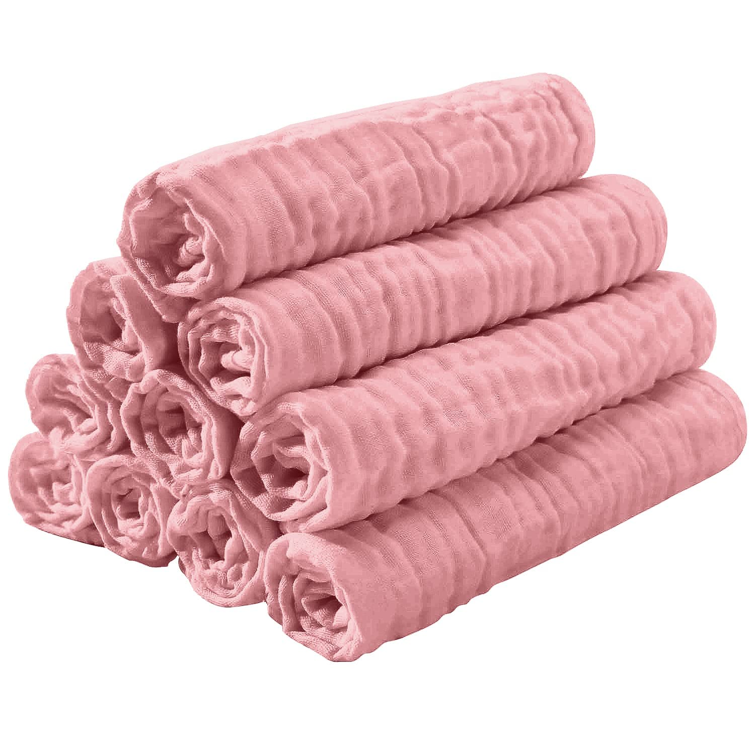 Yoofoss Muslin Burp Cloths for Baby 10 Pack 100% Cotton Baby Washcloths for Boys Girls Large 20&