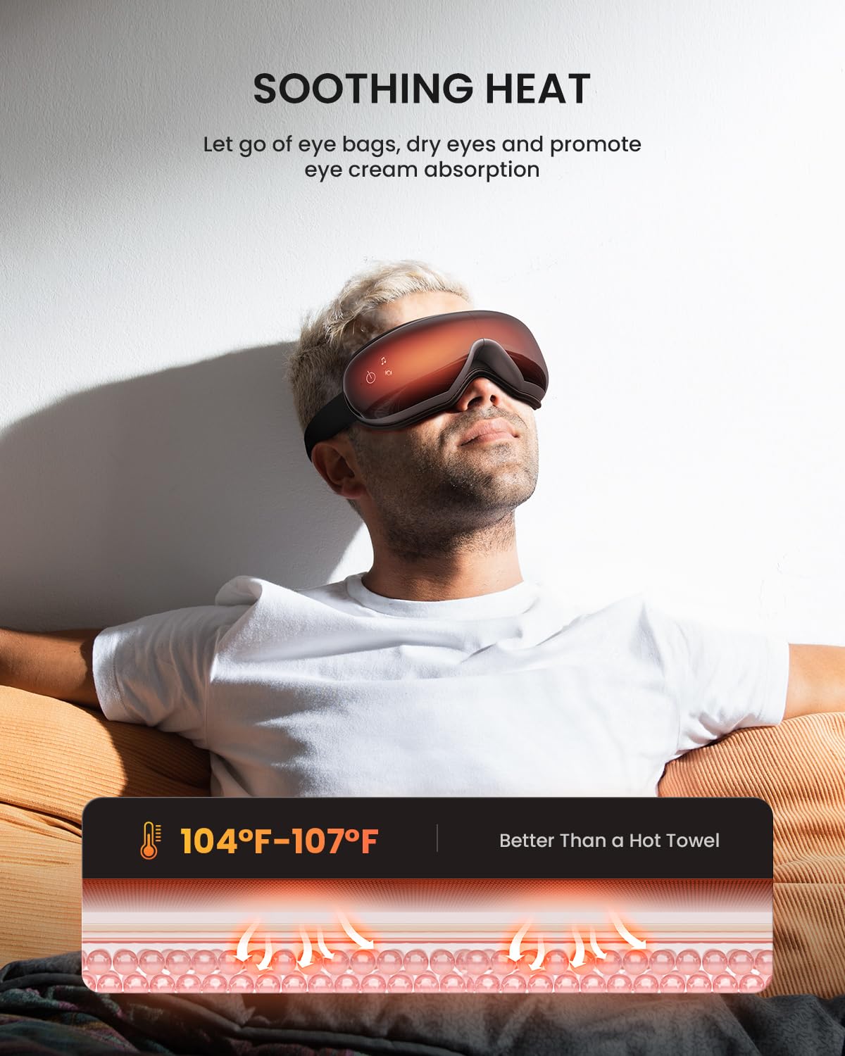 RENPHO Eyeris1 Eye Mask with Heat, Remote Control, Bluetooth Music, Ideal Christmas Birthday Gifts, Electric Eye Care Device, Rechargeable Sleep Mask for Eye Relaxation, Improve Sleep, Reduce Eye Bags