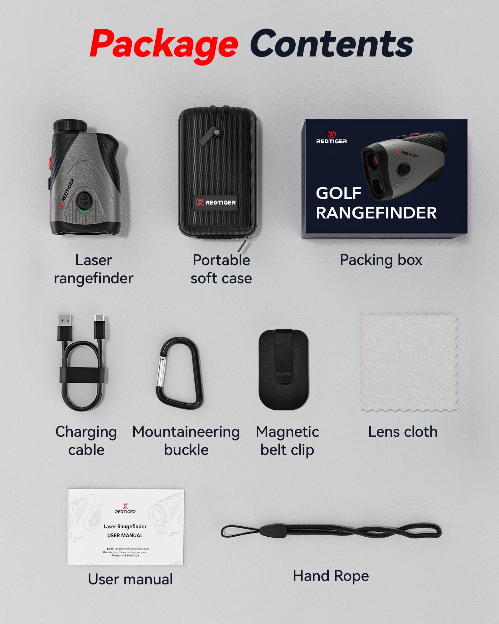 REDTIGER Golf Rangefinder with Slope, 1200 Yards Laser Range Finder Golfing, 7X Magnification, Flag Pole Locking Vibration, Rechargeable Range Finders with Magnet Stripe