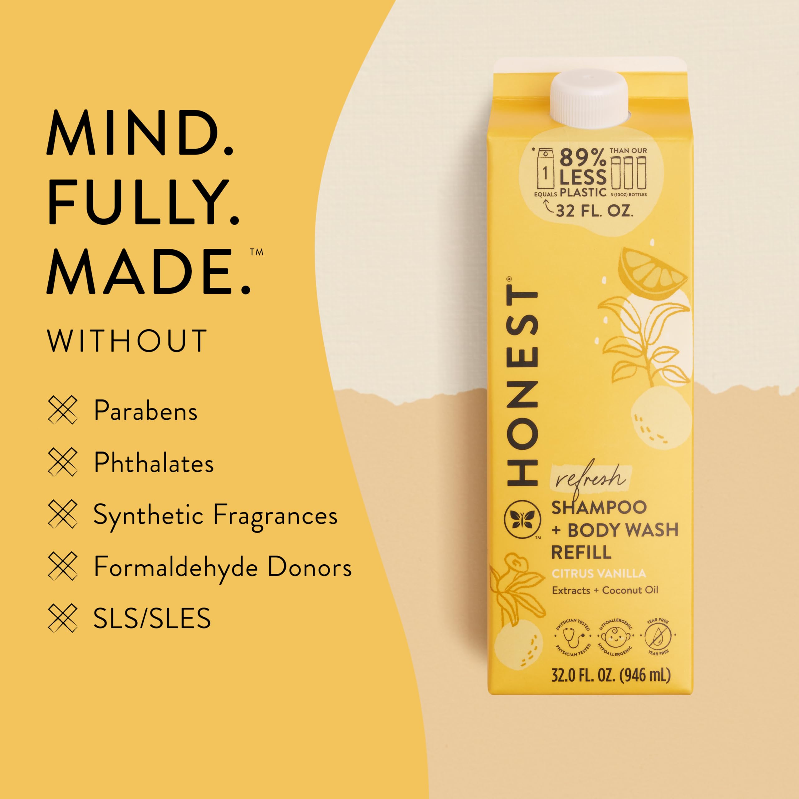The Honest Company 2-in-1 Cleansing Shampoo + Body Wash | Gentle for Baby | Naturally Derived, Tear-free, Hypoallergenic | Fragrance Free Sensitive, 10 fl oz
