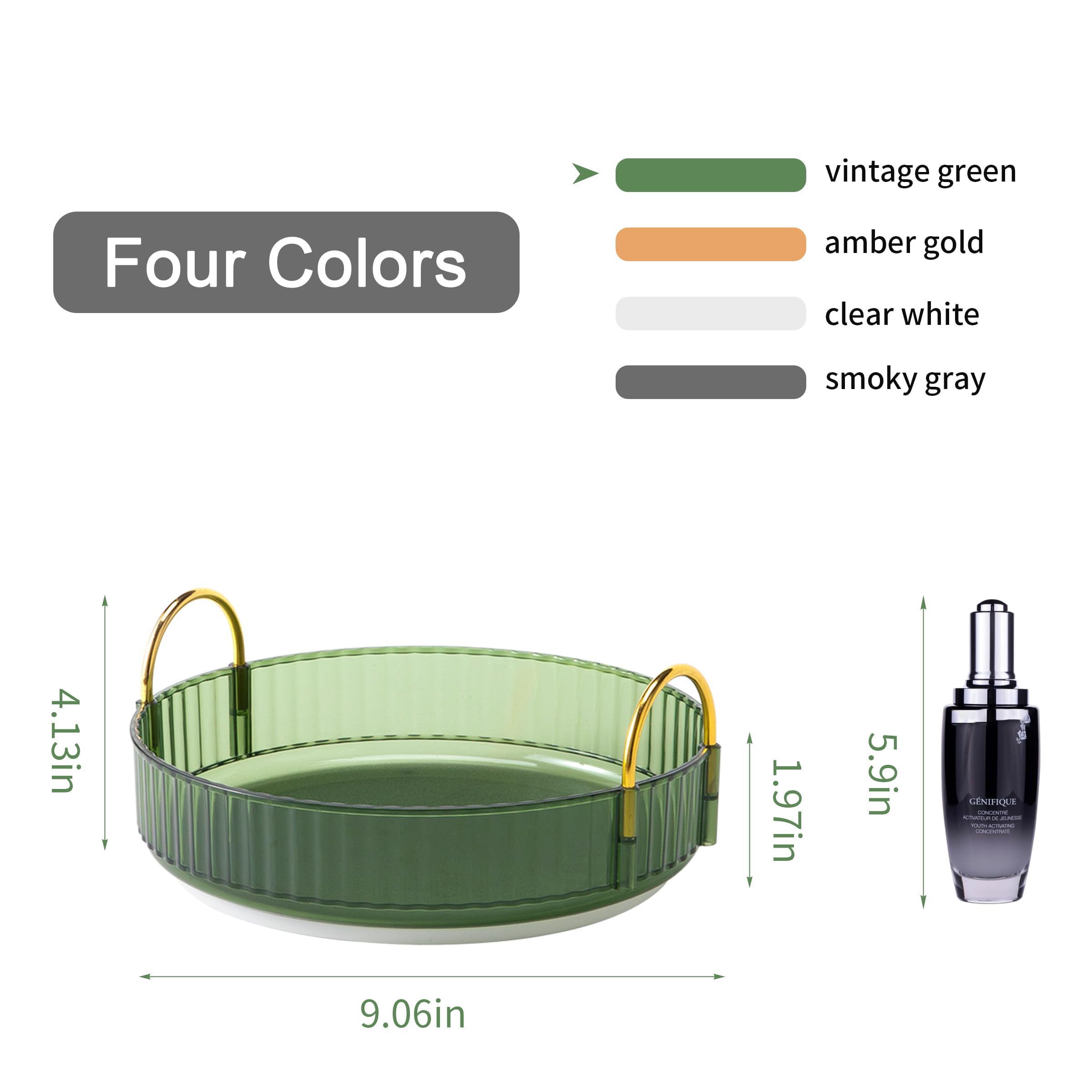 YCIA&DONE 360 Rotating Makeup Organizer and Storage for Vanity Bathroom Countertop, High Capacity Cosmetic Skincare Perfume Organizer for Dresser Lazy Susan Organizers(Clear White,2 Tiers)