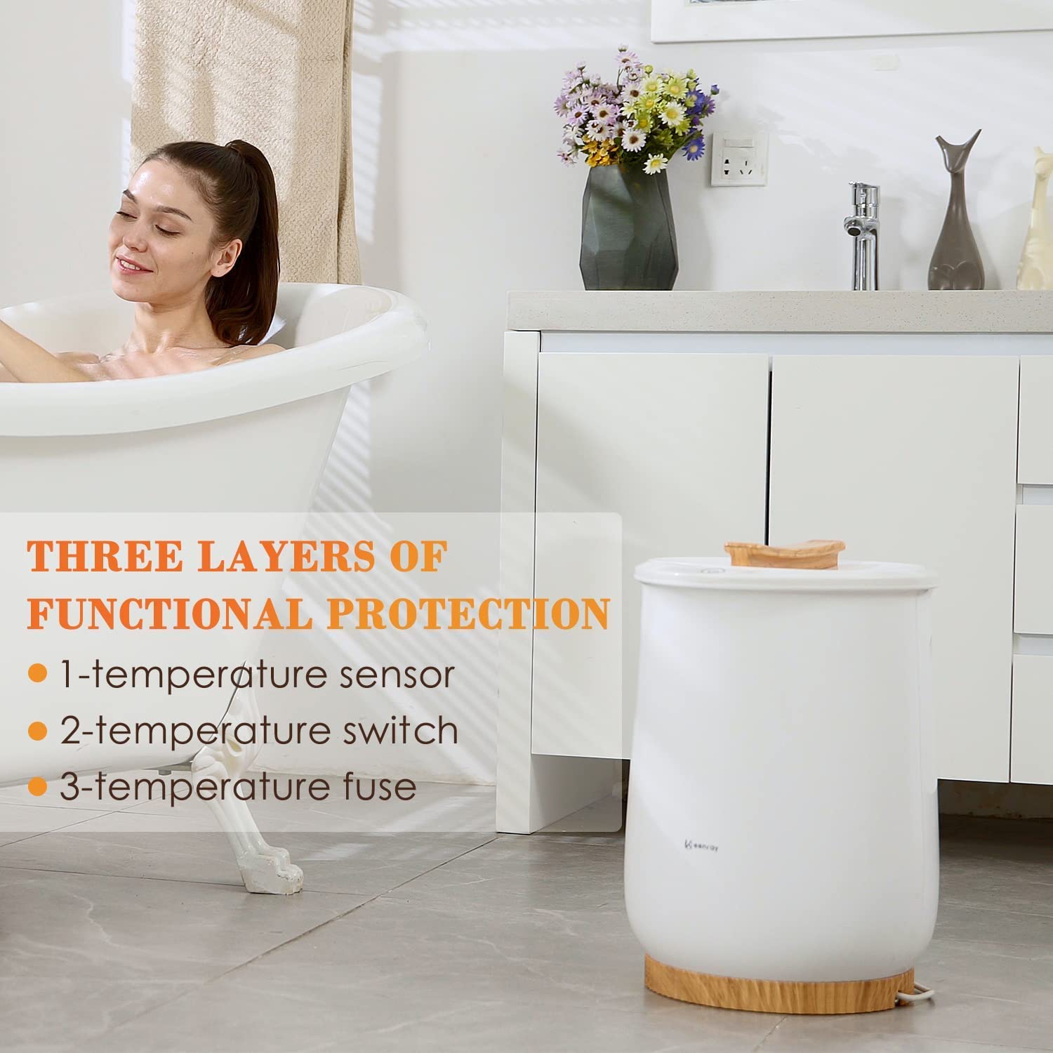 Keenray Towel Warmer, Luxury Towel Warmer Bucket, Large Towel Warmer for Bathroom, Auto Shut Off, Fits Up to Two 40"X70" Oversized Towels, Bathrobes, Blankets, PJ&
