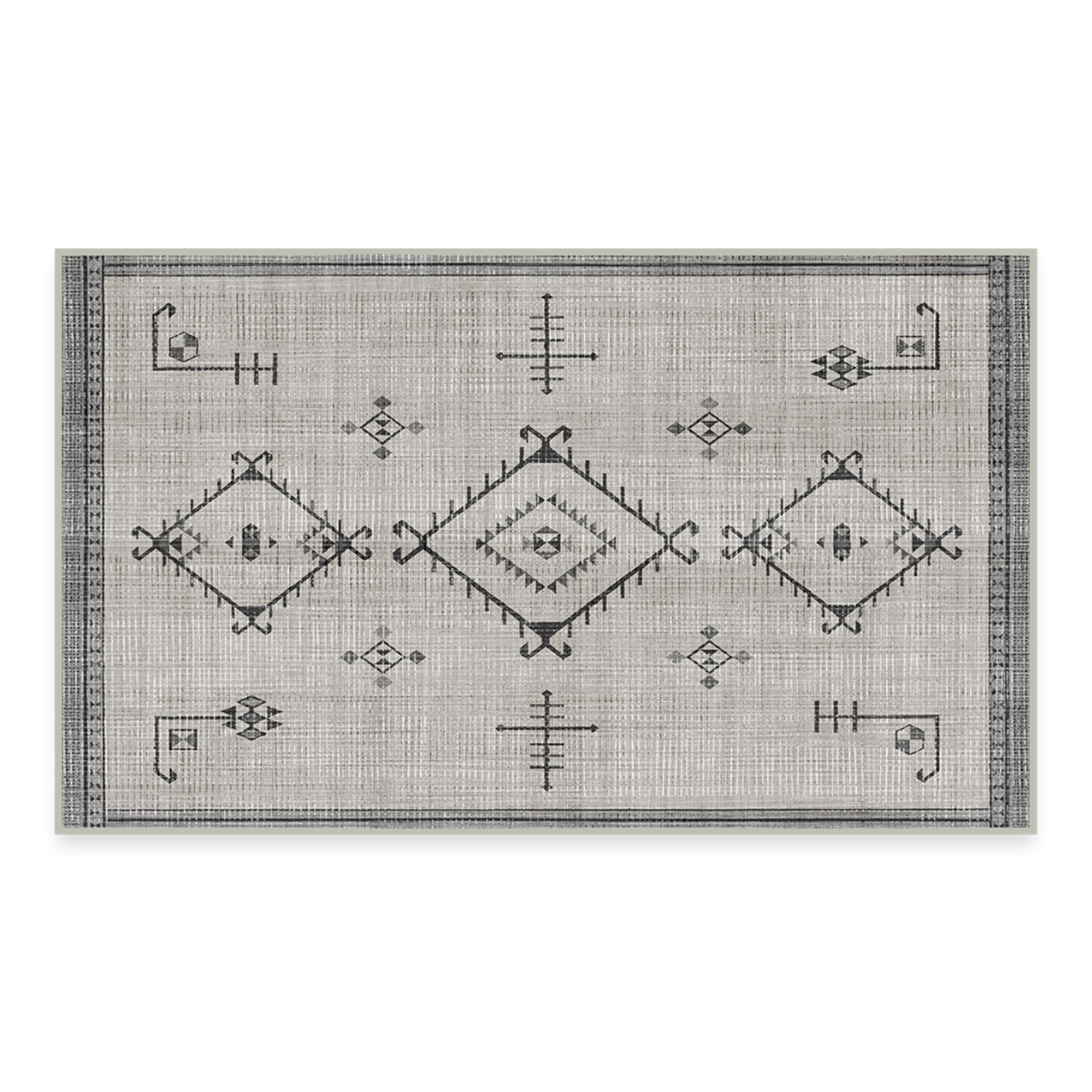 RUGGABLE Damali Runner Rug - Perfect Boho Washable Rug for Entryway Hallway Kitchen - Pet & Child Friendly - Non-Toxic - Stain & Water Resistant - Black & White 2.5&