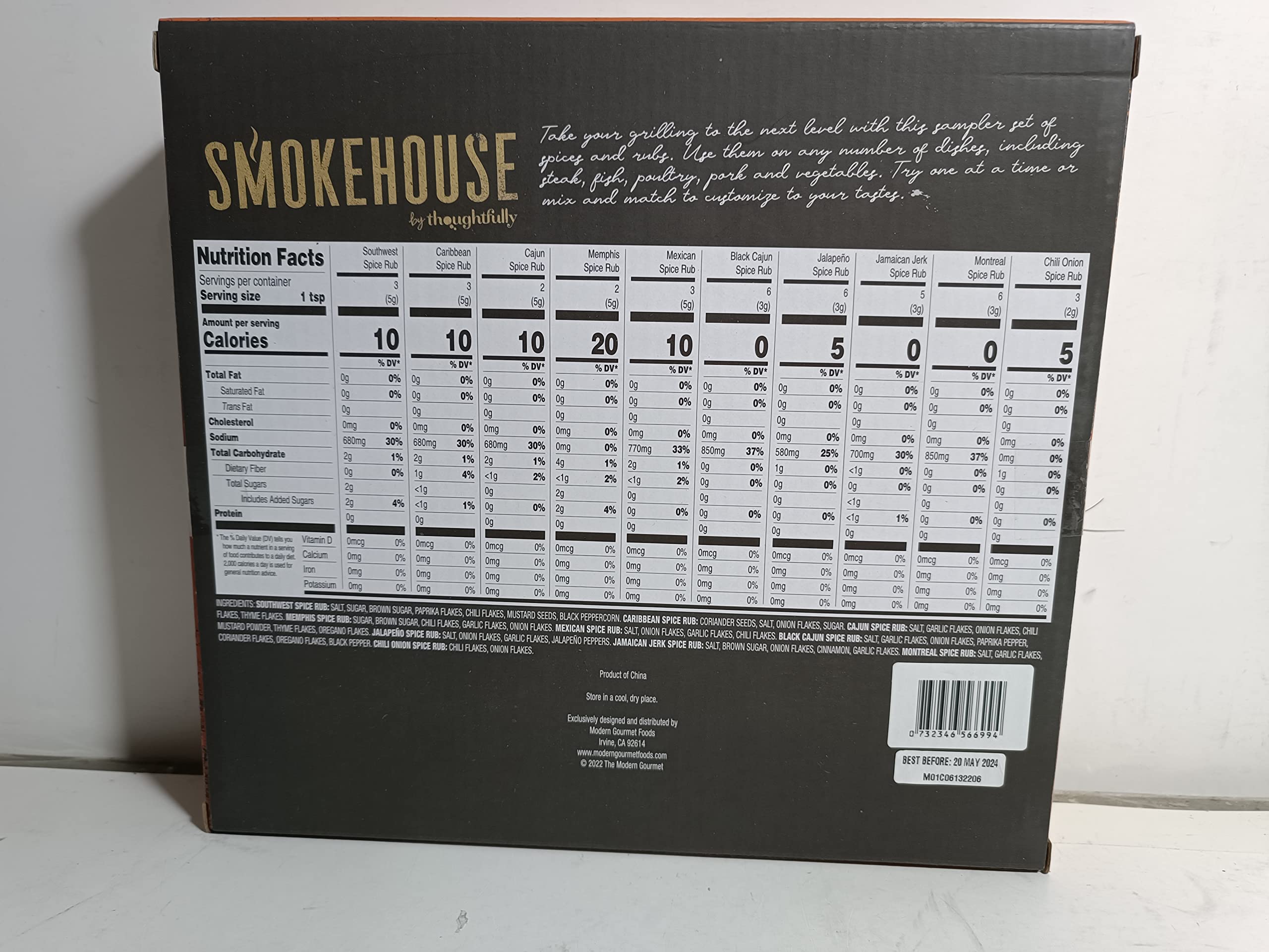Smokehouse Gift Set by Thoughtfully, Vegan and Vegetarian Barbecue Rubs, Flavors Include Cajun, Caribbean, Memphis and Southwest, Set of 4