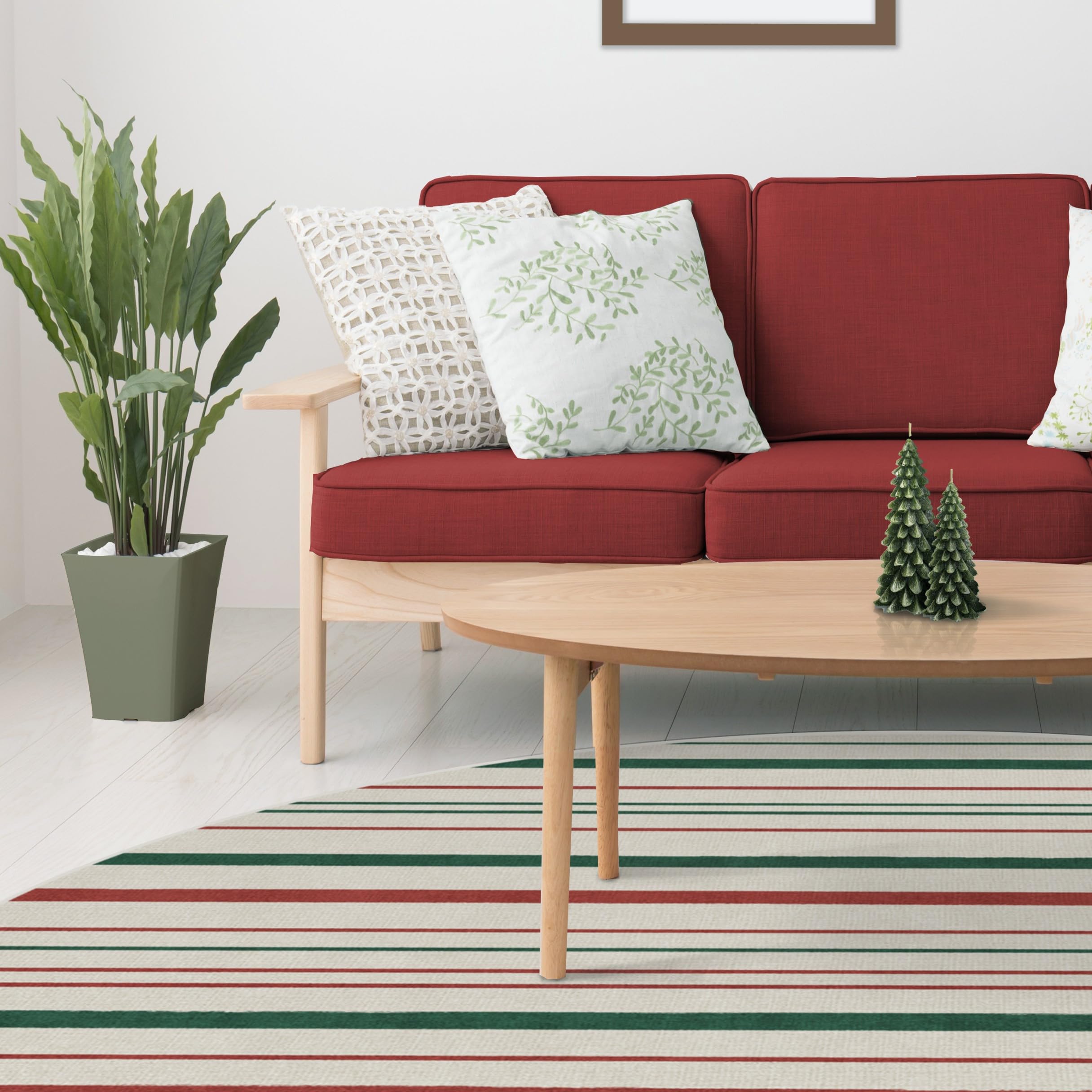 RUGGABLE Winter Plaid Washable Rug - Perfect Holiday Area Rug for Living Room Bedroom Kitchen - Pet & Child Friendly - Stain & Water Resistant - Dress Stewart Tartan Plaid 3&