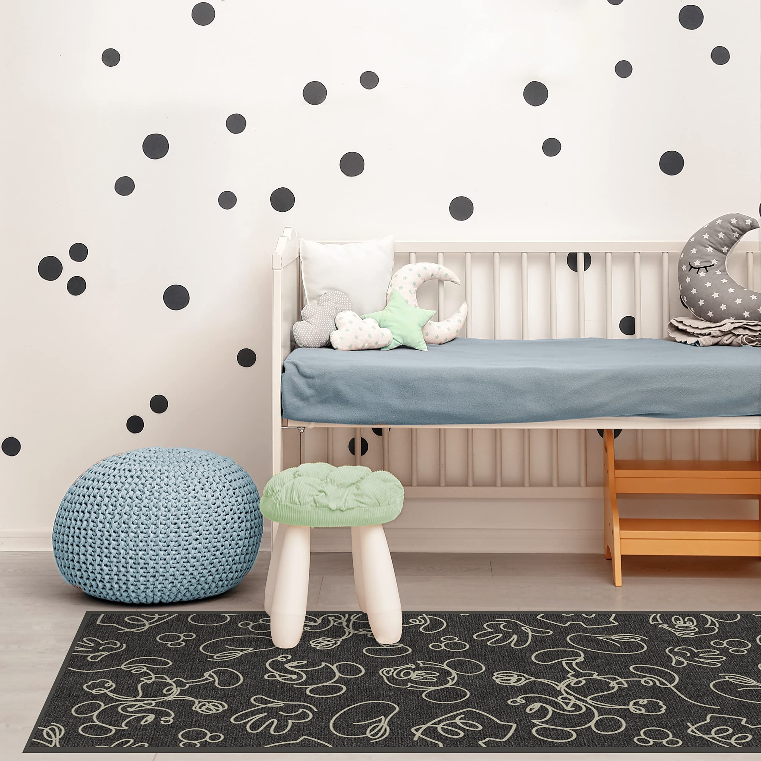 RUGGABLE Disney Classic Minnie Mouse Washable Rug - Perfect Area Rug for Nursery Playroom Kids Room - Pet & Child Friendly - Stain & Water Resistant - Trellis Pink 5&