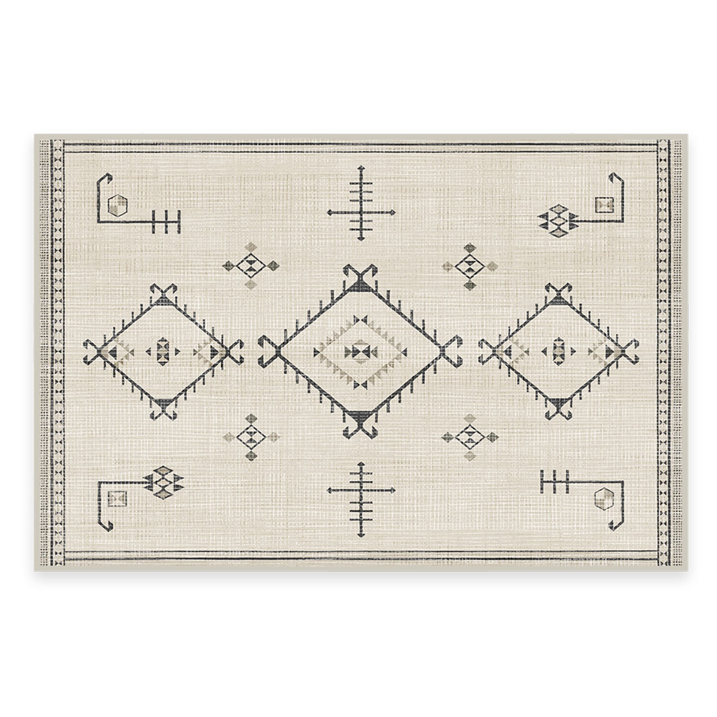 RUGGABLE Damali Runner Rug - Perfect Boho Washable Rug for Entryway Hallway Kitchen - Pet & Child Friendly - Non-Toxic - Stain & Water Resistant - Black & White 2.5&