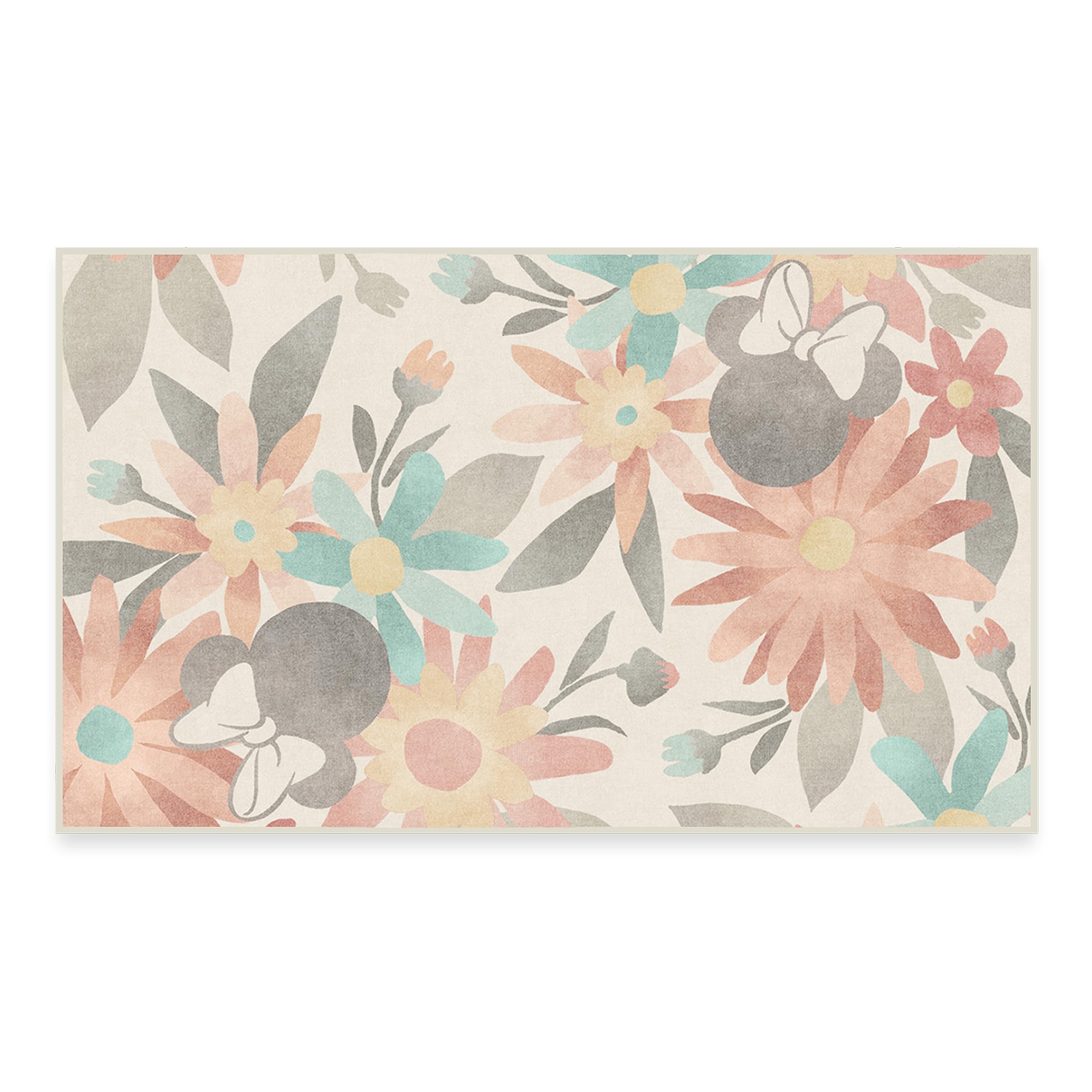 RUGGABLE Disney Classic Minnie Mouse Washable Rug - Perfect Area Rug for Nursery Playroom Kids Room - Pet & Child Friendly - Stain & Water Resistant - Trellis Pink 5&