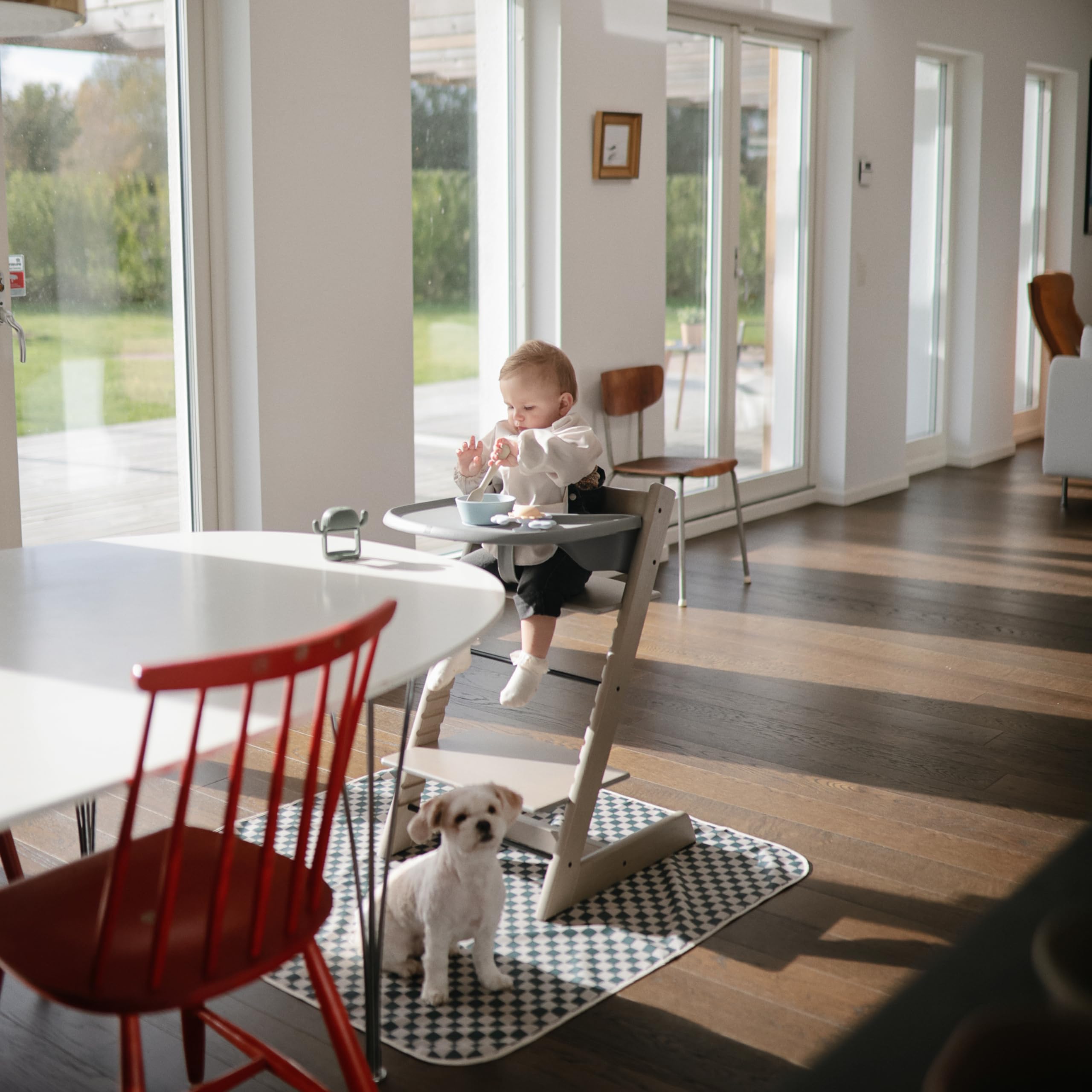 mushie Baby Splat Mat 42.5x42.5 Inch (Fog) | Water Resistant for Under High Chair and Infant Play