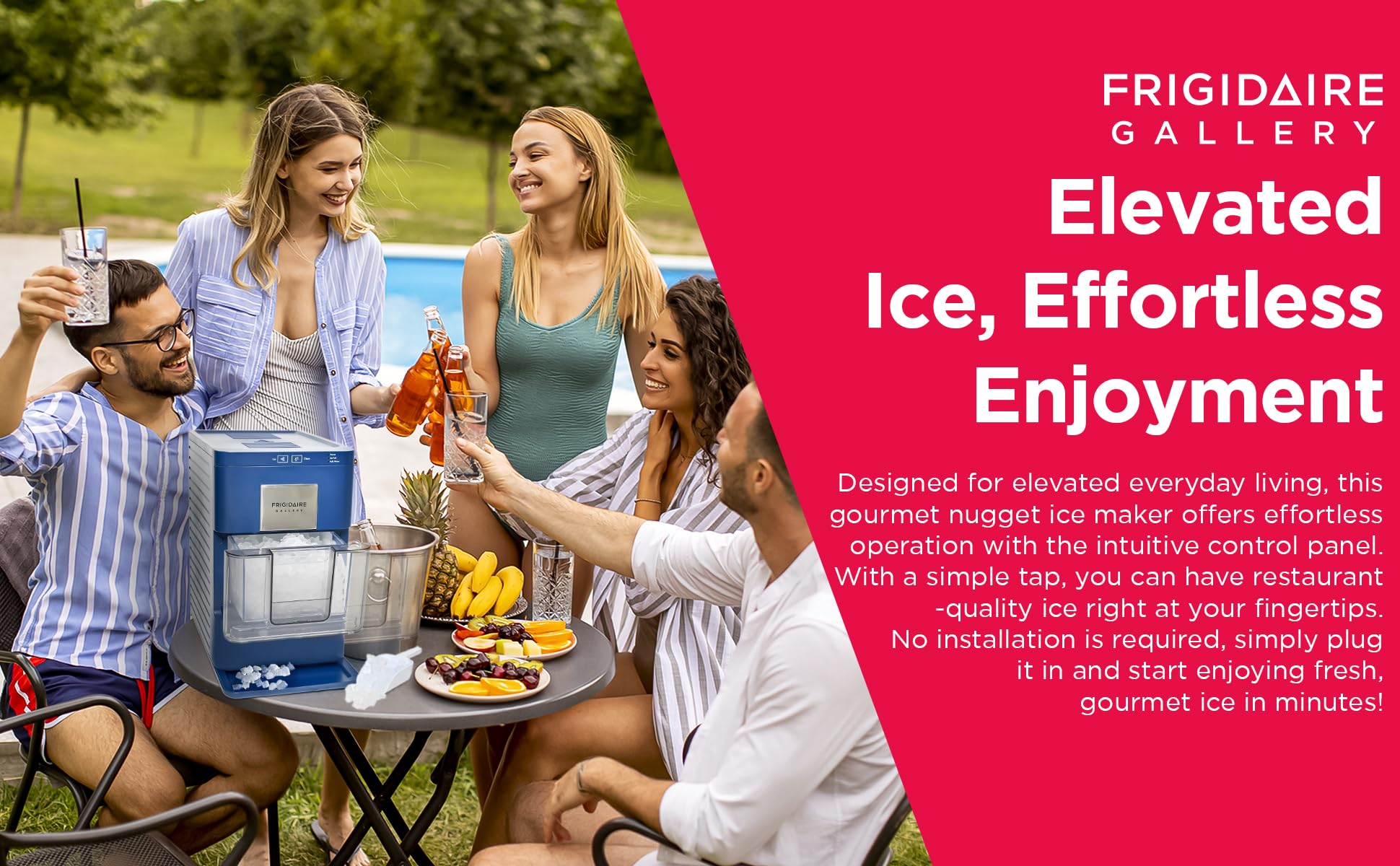 Frigidaire Nugget Ice Maker, Countertop Ice Machine with Transparent Window, Sonic Ice Maker with 44 lbs. Capacity, Auto Self Cleaning Ice Maker Machine, 2.0 Gen, Cream - 16.75D x 11.75W x 20.25H