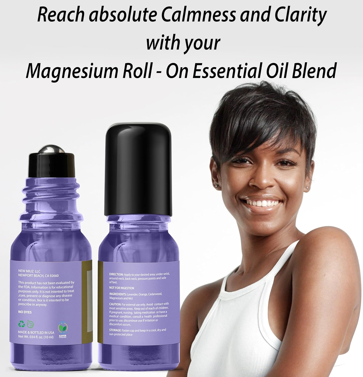 Calm Magnesium Roller Lavender Orange Cedarwood Essential Oil Roll On Calming Aromatherapy Self Care Stress Relief Destress Stocking Stuffers