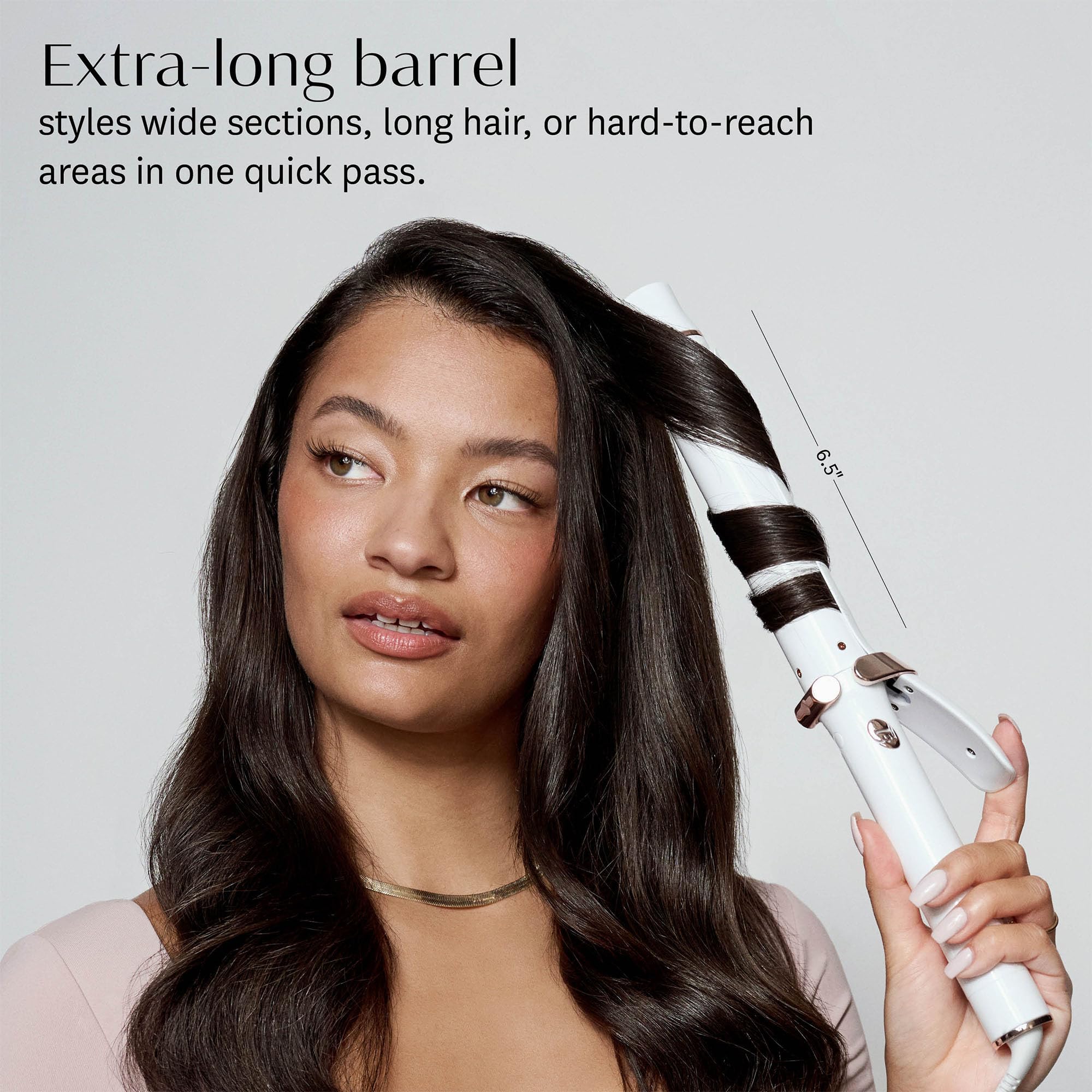 T3 SinglePass Curl X Extra-Long Barrel Curling Iron with 9 Heat Settings and Ceramic Barrel for Fast Styling and Lasting Curl Results on All Hair Types