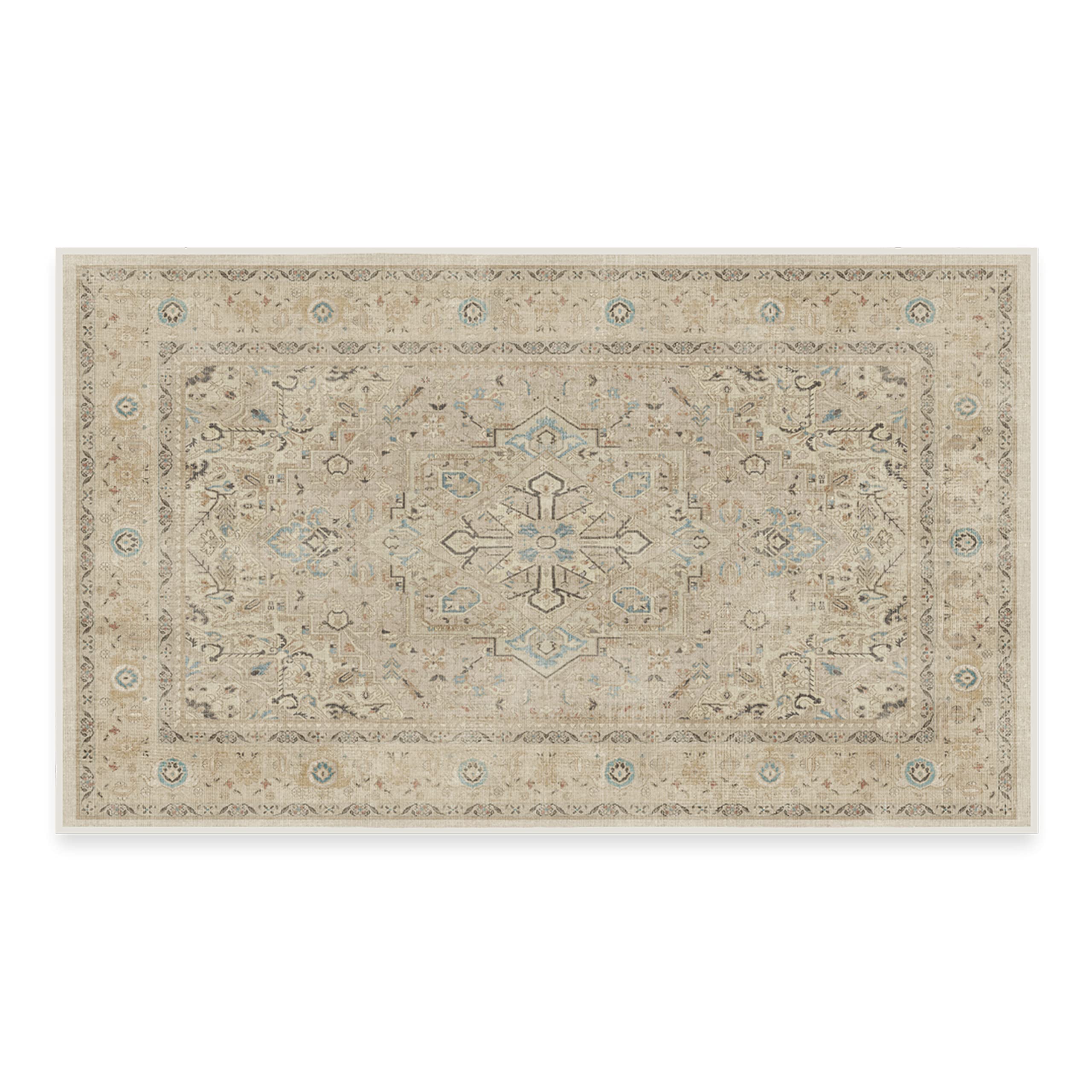 RUGGABLE Kamran Washable Rug - Perfect Vintage Area Rug for Living Room Bedroom Kitchen - Pet & Child Friendly - Stain & Water Resistant - Hazel 5&