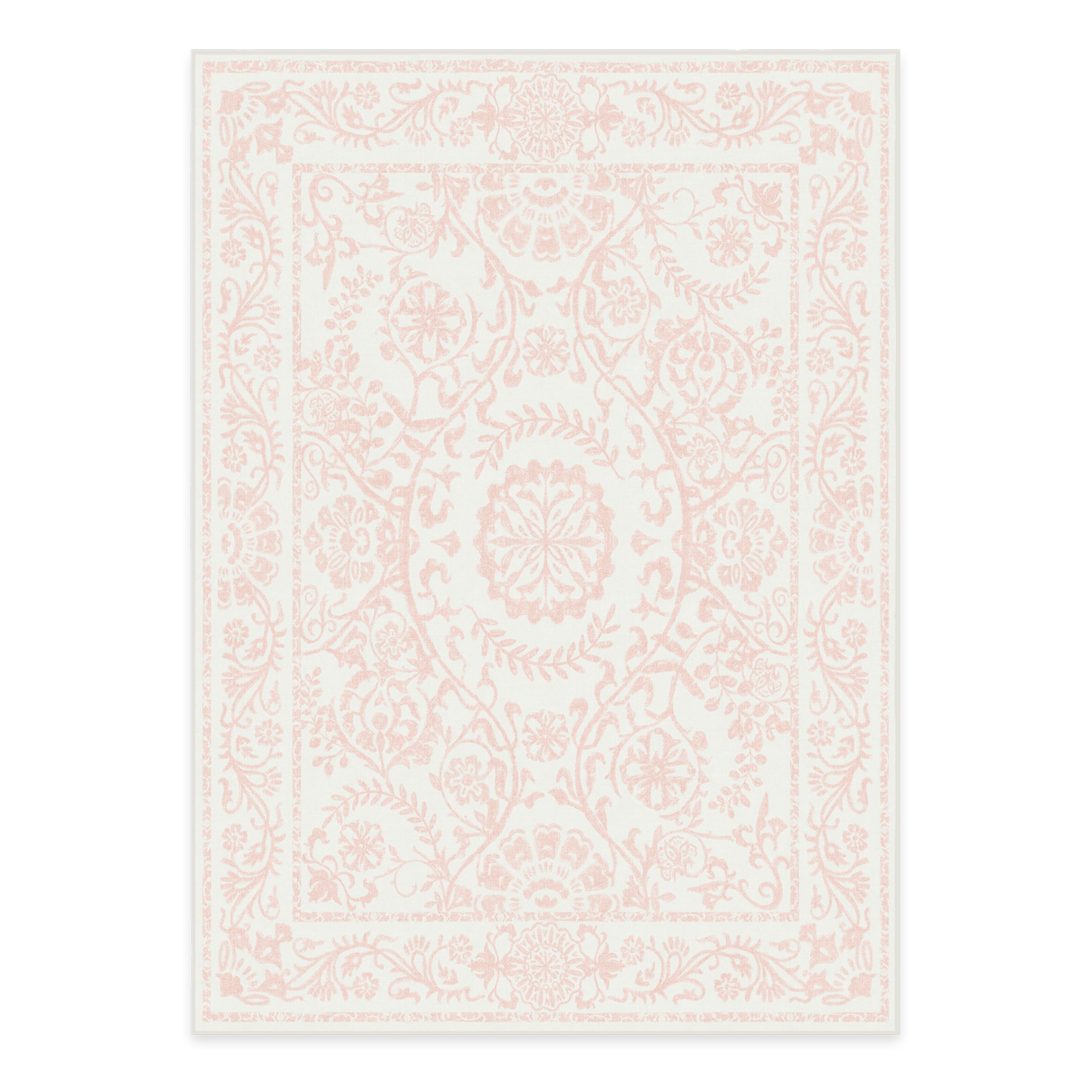 RUGGABLE Washable 2x3 Area Rug, Delphina Delft Blue, Premium Vintage Rugs for Living Room, Bedroom, Kitchen, Office, Classroom with Gripper Non Slip Pad