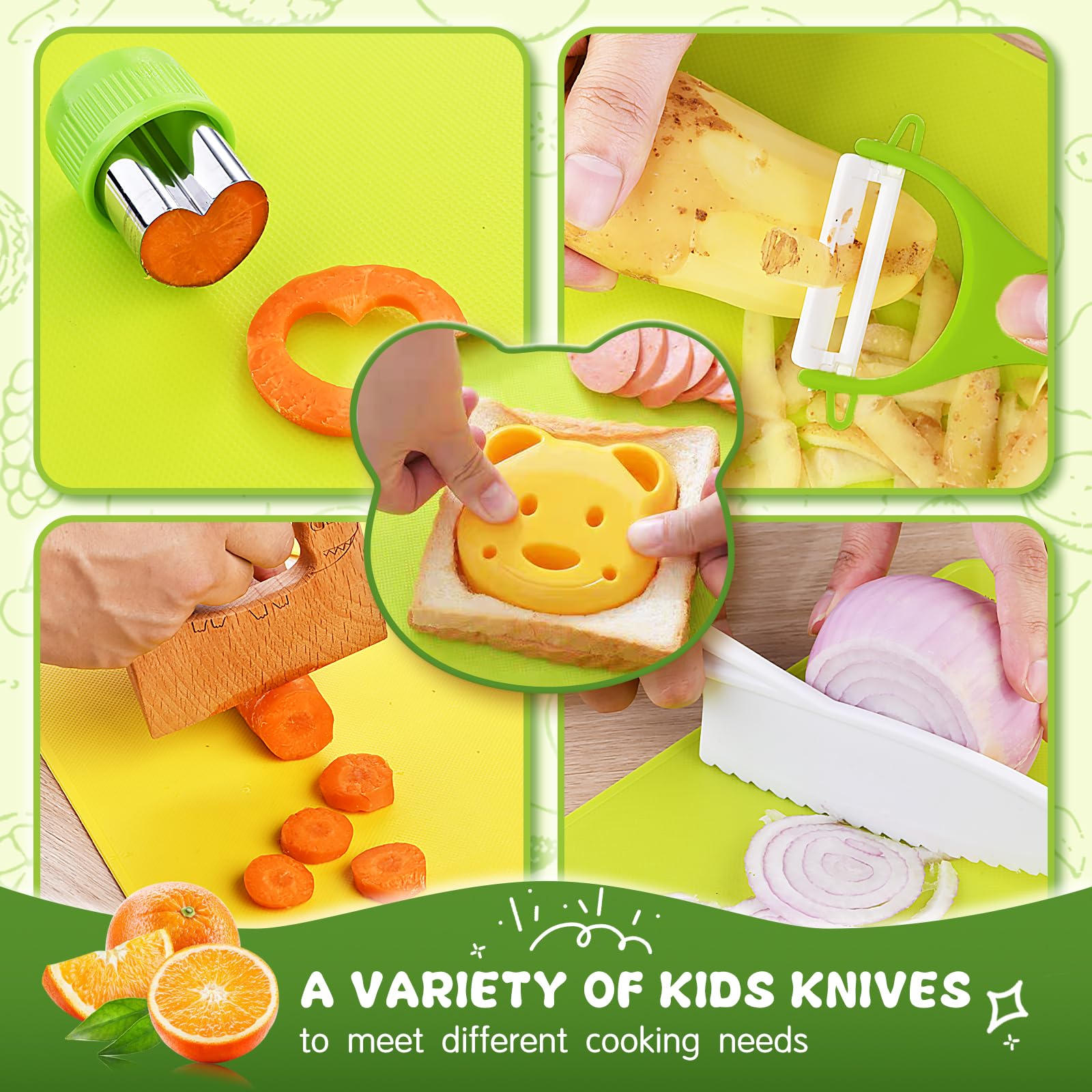 Montessori Kitchen Tools for Toddlers-Kids Cooking Sets Real-Toddler Safe Knives Set (13pcs)