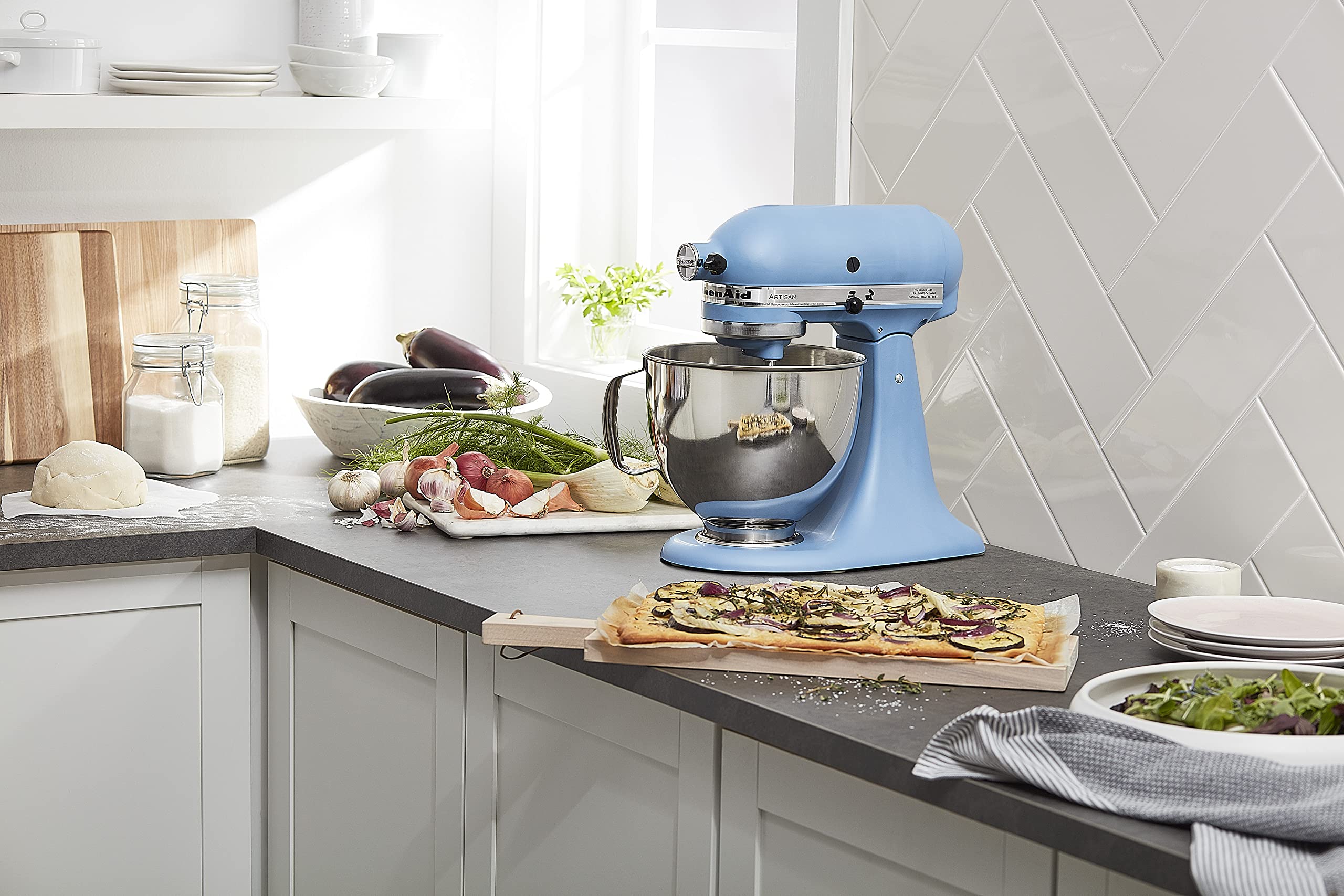 KitchenAid Artisan Series 5-Quart Tilt-Head Stand Mixer, Almond Cream, KSM150PSAC