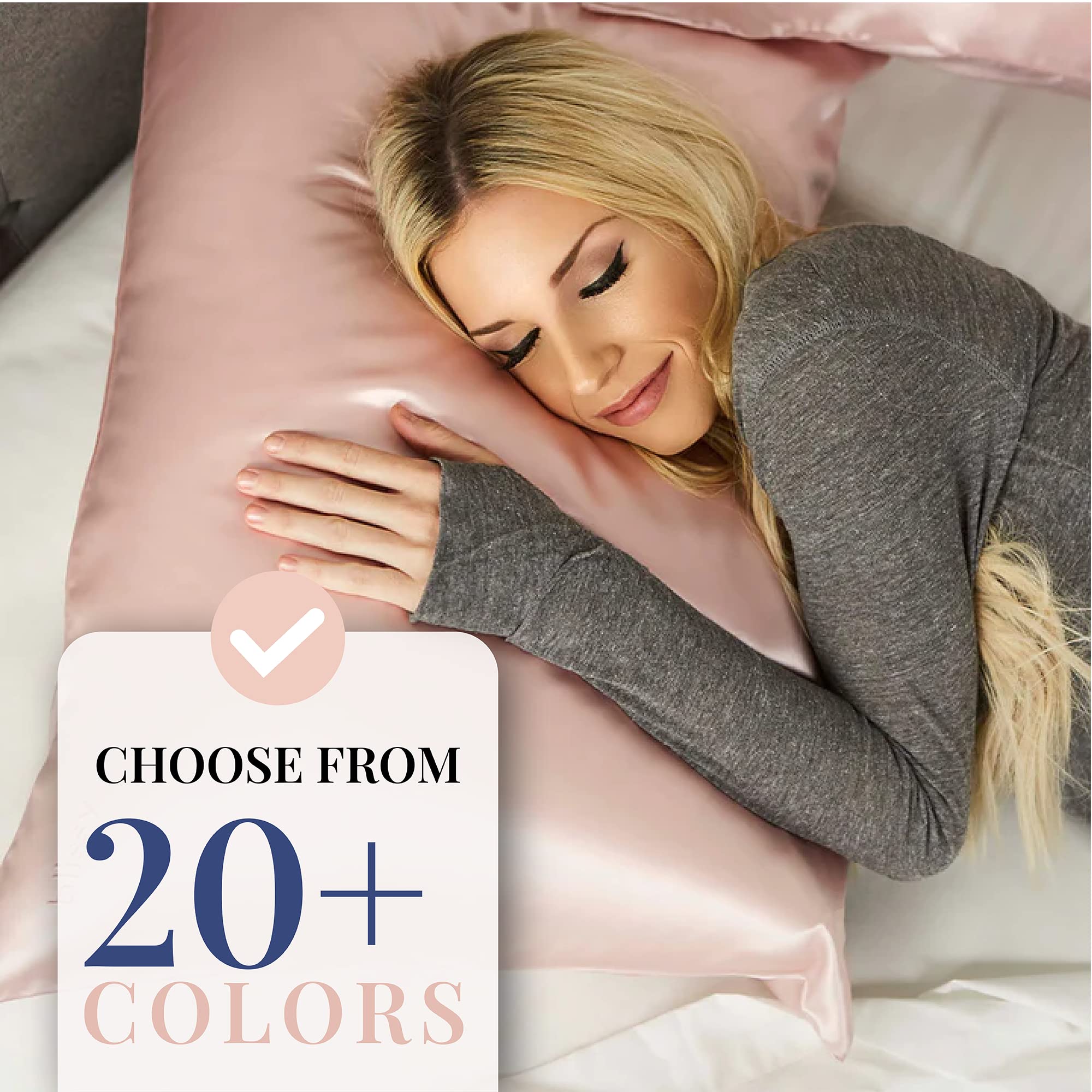 Blissy Silk Pillowcase - 100% Pure Mulberry Silk - 22 Momme 6A High-Grade Fibers - Silk Pillow Cover for Hair & Skin - Regular, Queen & King with Hidden Zipper (Queen, Champagne)