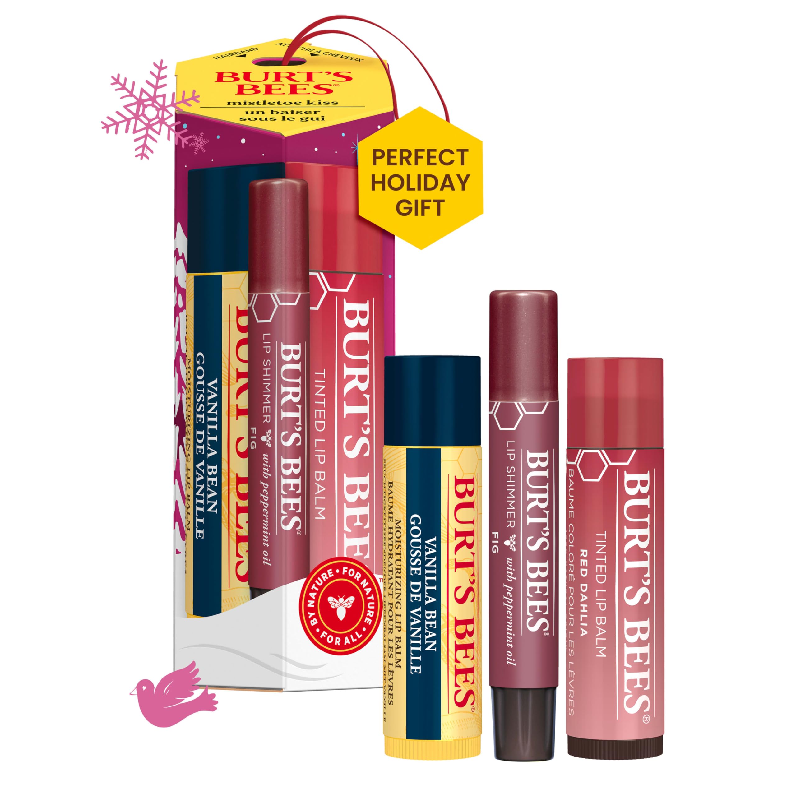 Burt’s Bees Christmas Gifts, 4 Lip Balm Stocking Stuffers Products, Beeswax Bounty Classic Set - Original Beeswax Moisturizing Lip Balm (4-Pack)