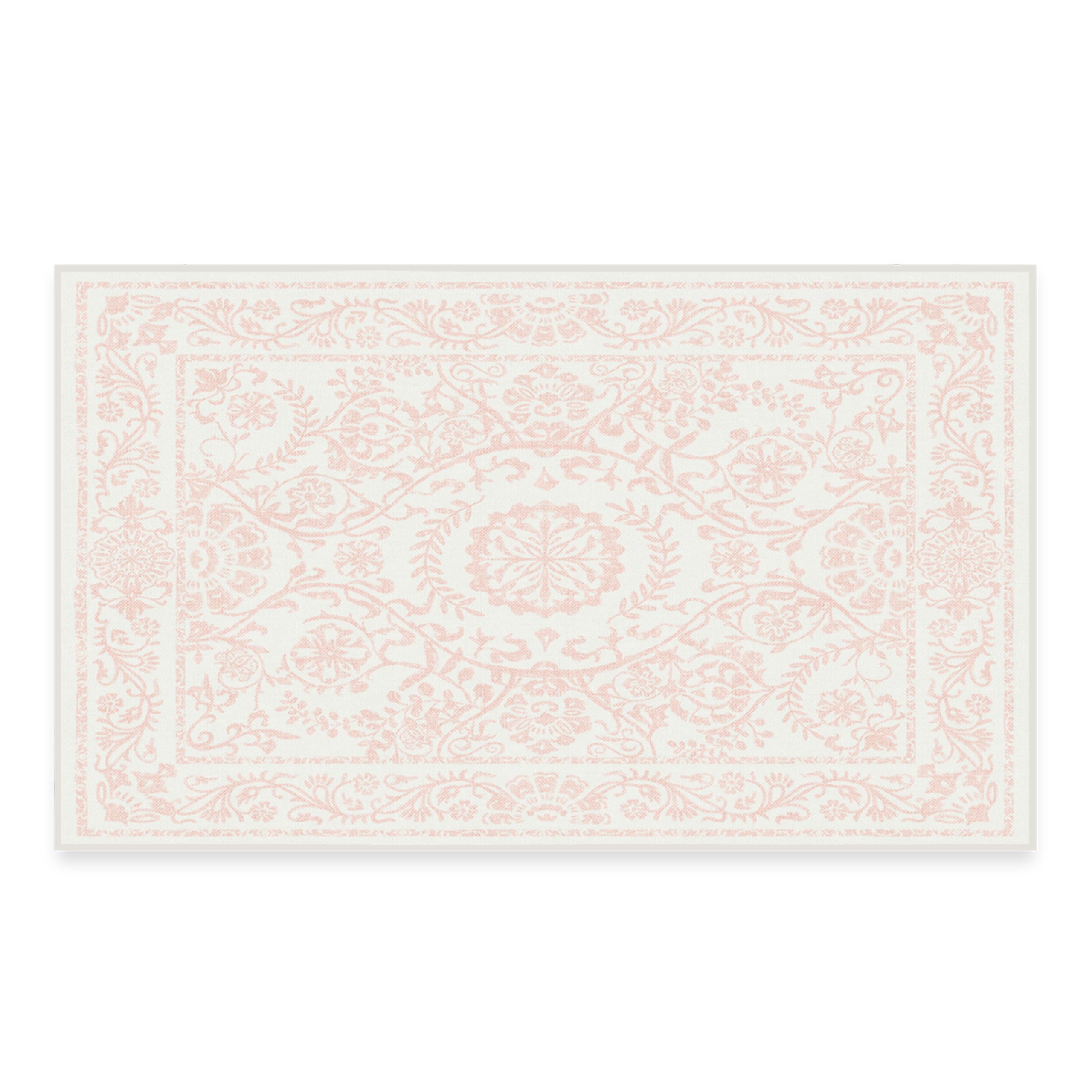 RUGGABLE Washable 2x3 Area Rug, Delphina Delft Blue, Premium Vintage Rugs for Living Room, Bedroom, Kitchen, Office, Classroom with Gripper Non Slip Pad