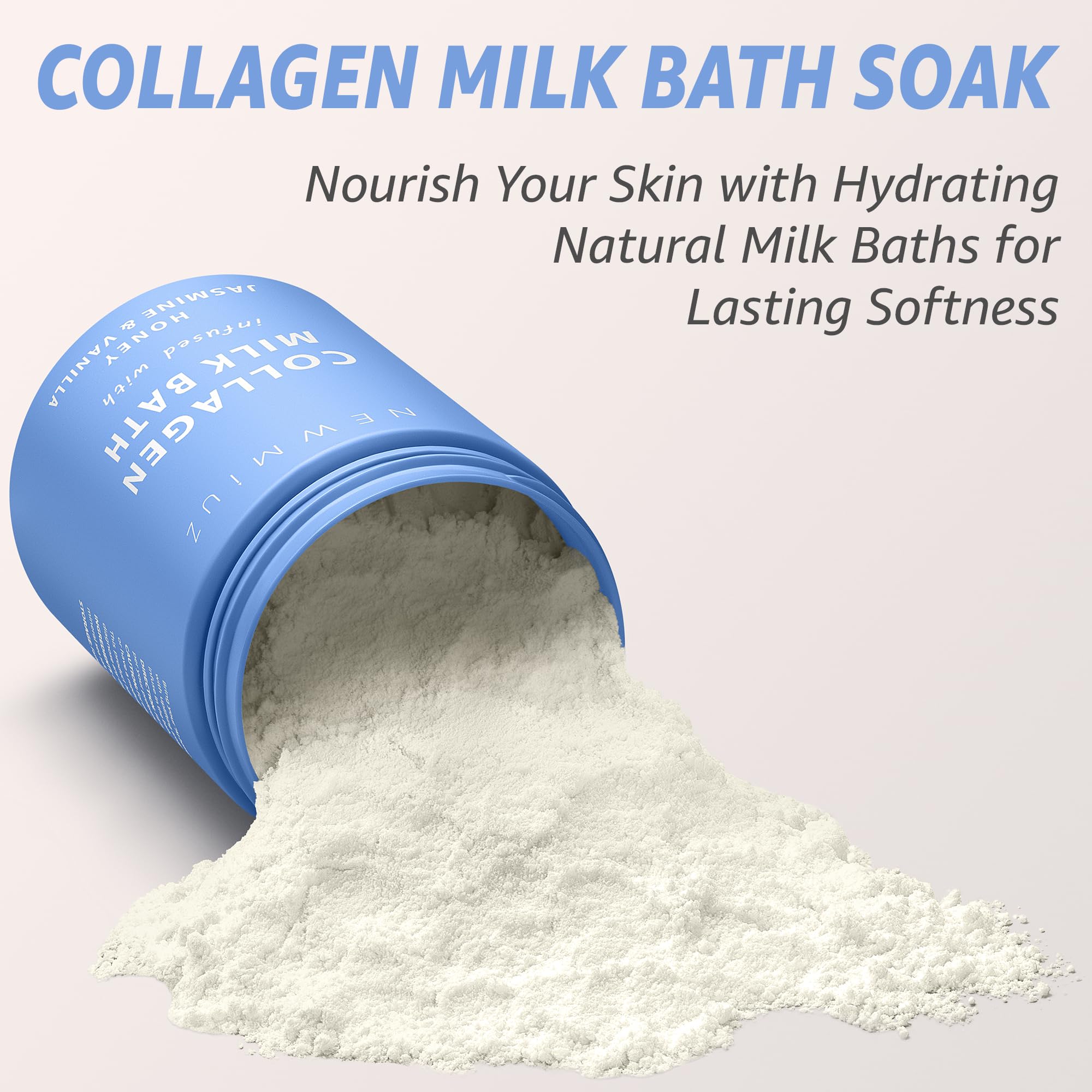 Creamy Coconut Collagen Milk Bath Soak powder Moisturize & Soften Skin – Vanilla Jasmine Luxury Spa Bubble Bath Salt Mother&