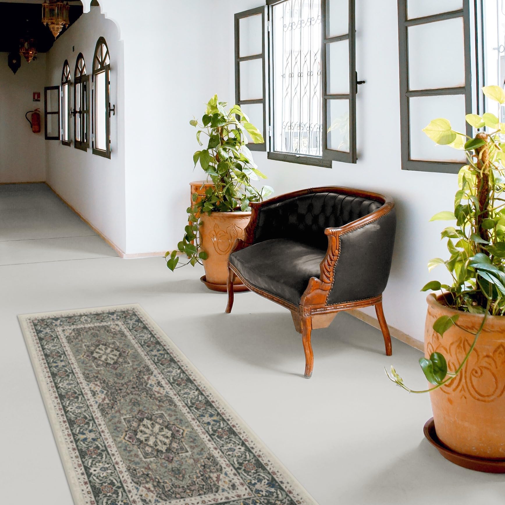 RUGGABLE Hendesi Heriz Washable Rug - Perfect Antique Vintage Area Rug for Living Room Bedroom Kitchen - Pet & Child Friendly - Stain & Water Resistant, Non-Slip - Abalone 2&