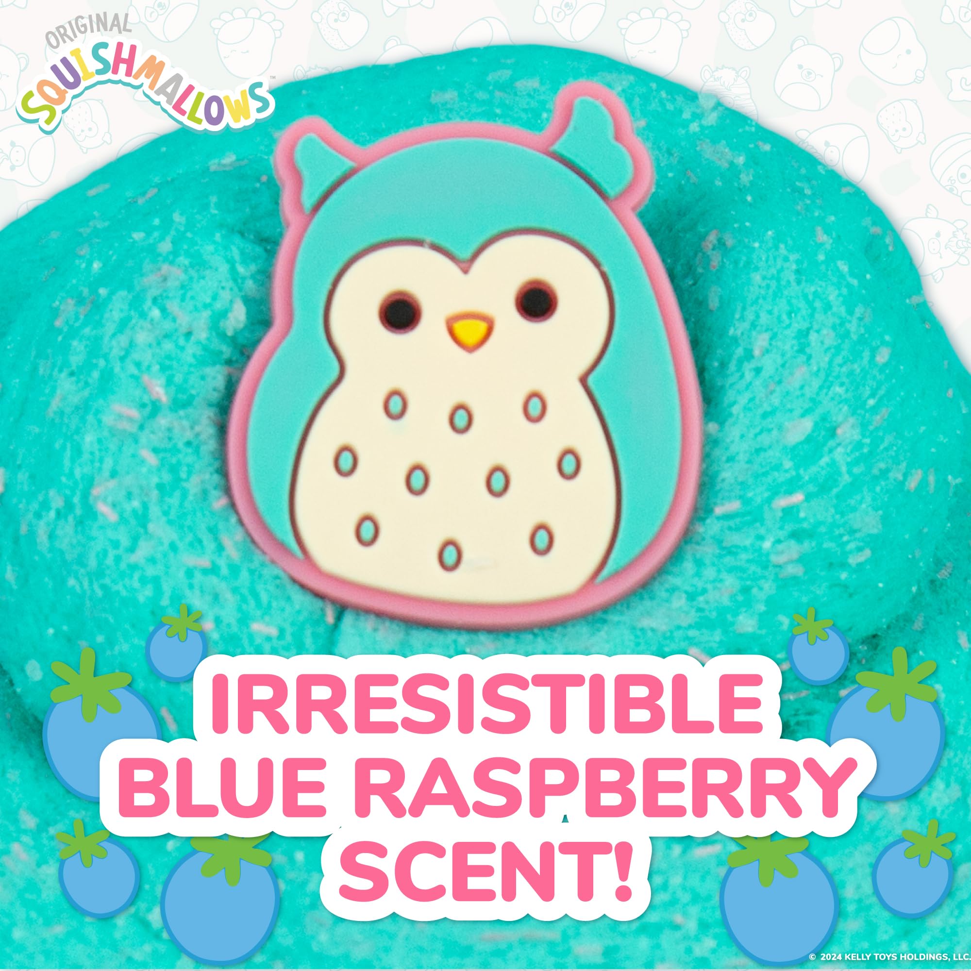 Original Squishmallows Winston The Owl Premium Scented Slime, Blue Raspberry Scented, 8 oz. Slime, 2 Fun Slime Add Ins, Pre-Made Slime for Kids, Great 6 Year Old Toys, Super Soft Squishy Toy