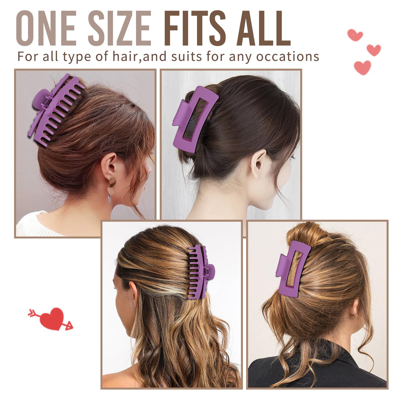 LuSeren Hair Clips for Women 4.3 Inch Large Hair Claw Clips for Women Thin Thick Curly Hair, Big Matte Banana Clips,Strong Hold jaw clips,Neutral Colors