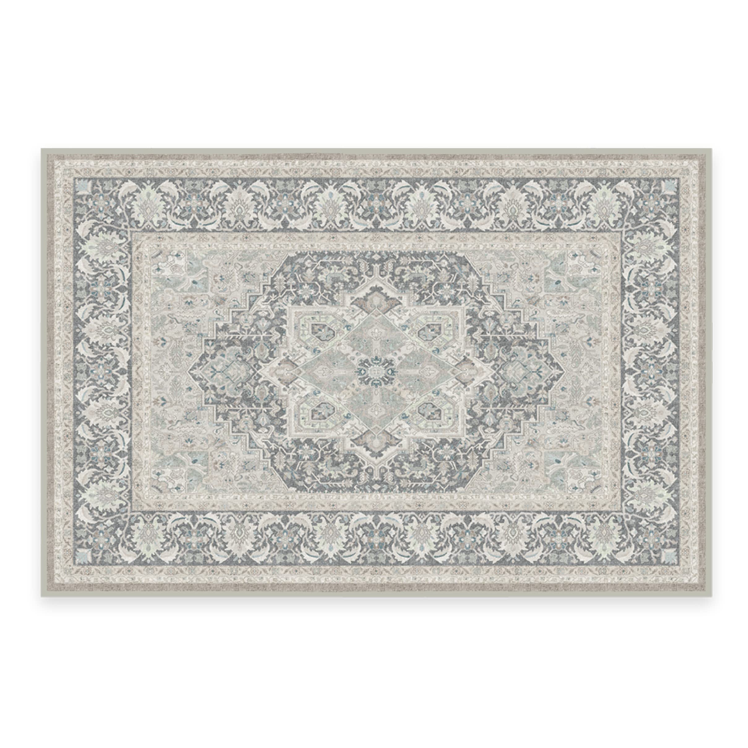 RUGGABLE Hendesi Heriz Washable Rug - Perfect Antique Vintage Area Rug for Living Room Bedroom Kitchen - Pet & Child Friendly - Stain & Water Resistant, Non-Slip - Abalone 2&