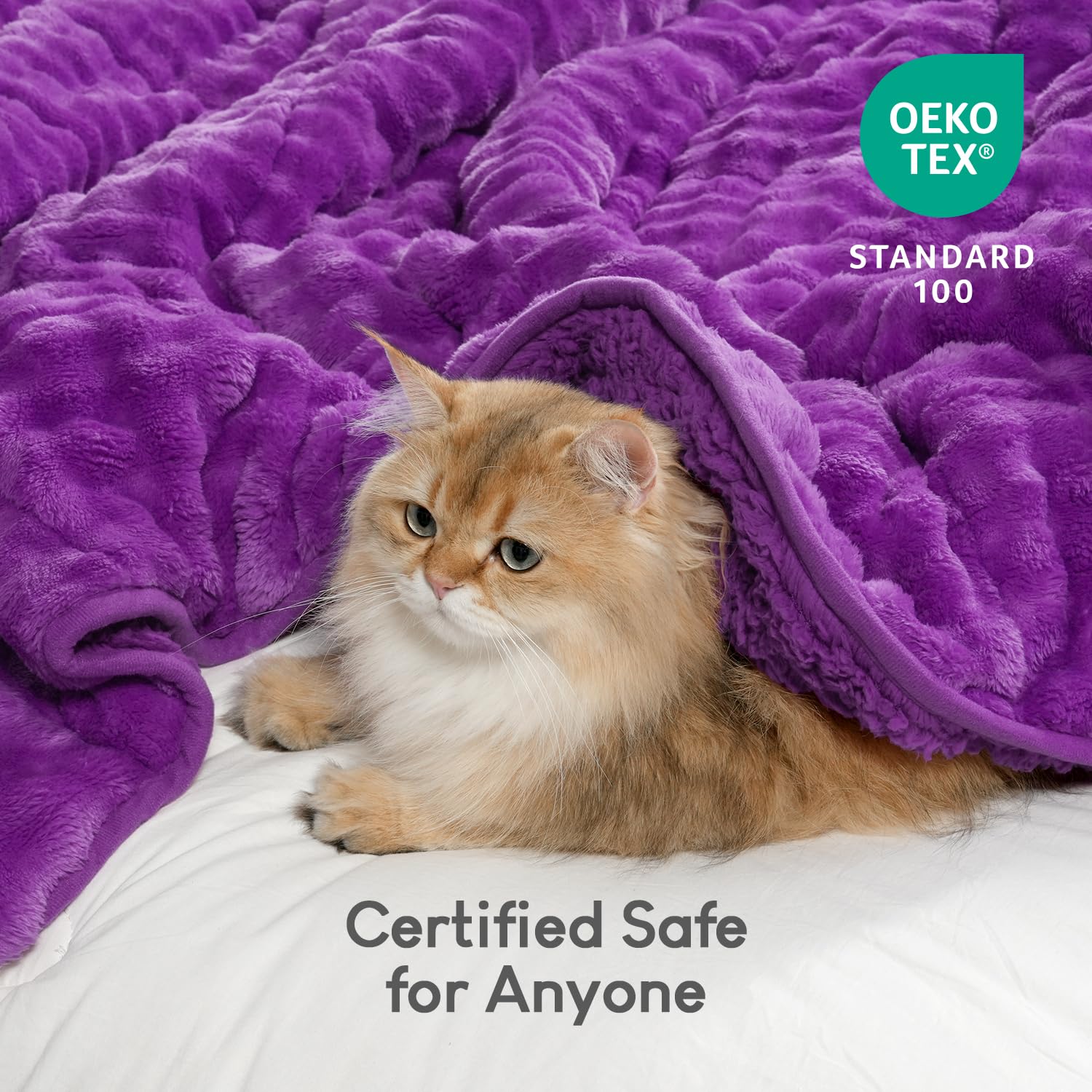 Cottonblue Weighted Blanket 15lbs Bubble Faux Fur Plush Sherpa Weighted Blankets for Adults, Fits Queen Size Bed, Cute Fuzzy Warm Heavy Blanket for Calm and Better Sleep, 60"x80", Cream White