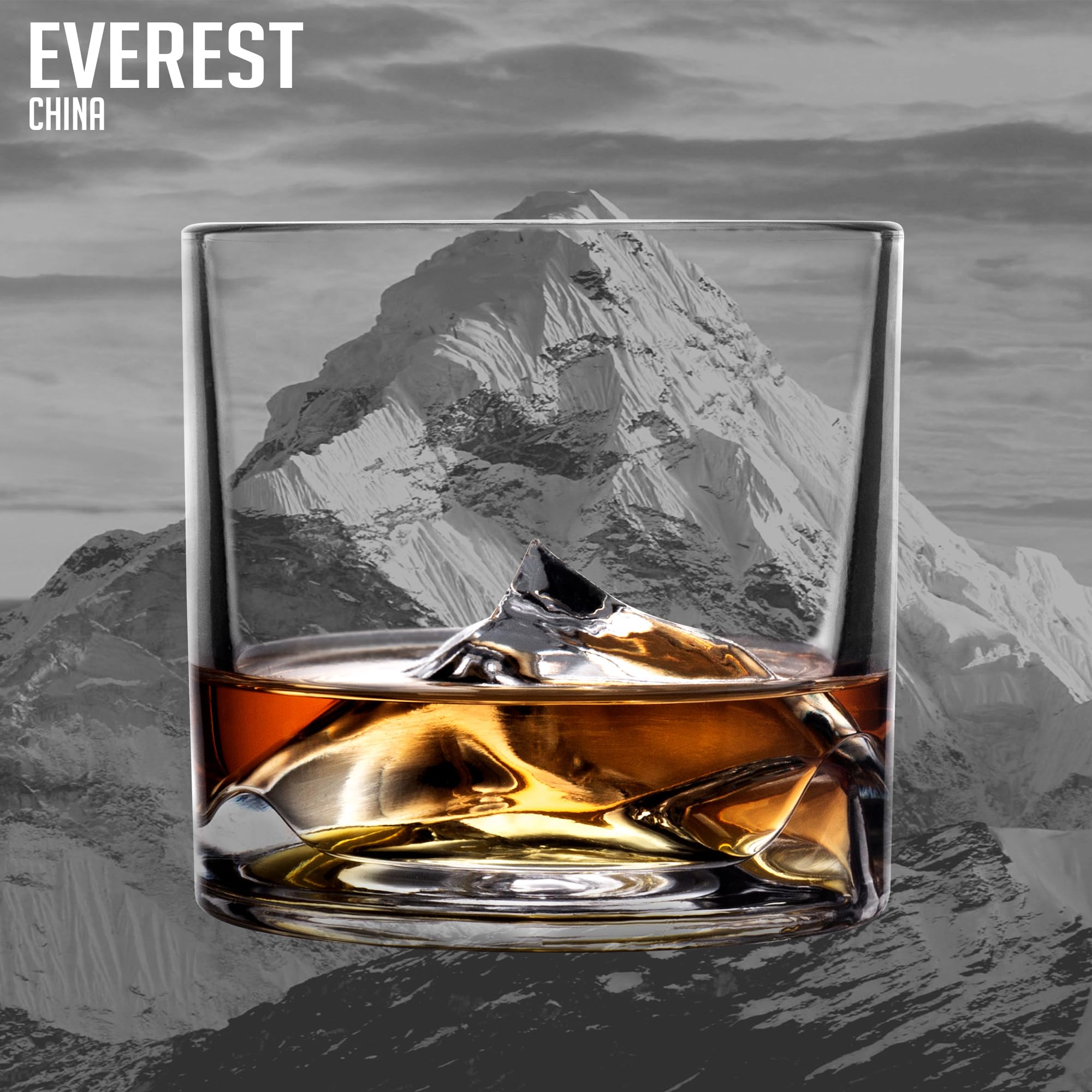 LIITON Heavy Crystal Whiskey Glasses Gift Set, Thick Freezable Bourbon Glass 1lb Each, Premium Whiskey Gifts for Men, Frozen Crystal Chills Cocktails Featuring Grand Canyon Glasses Set of 2, 10 oz