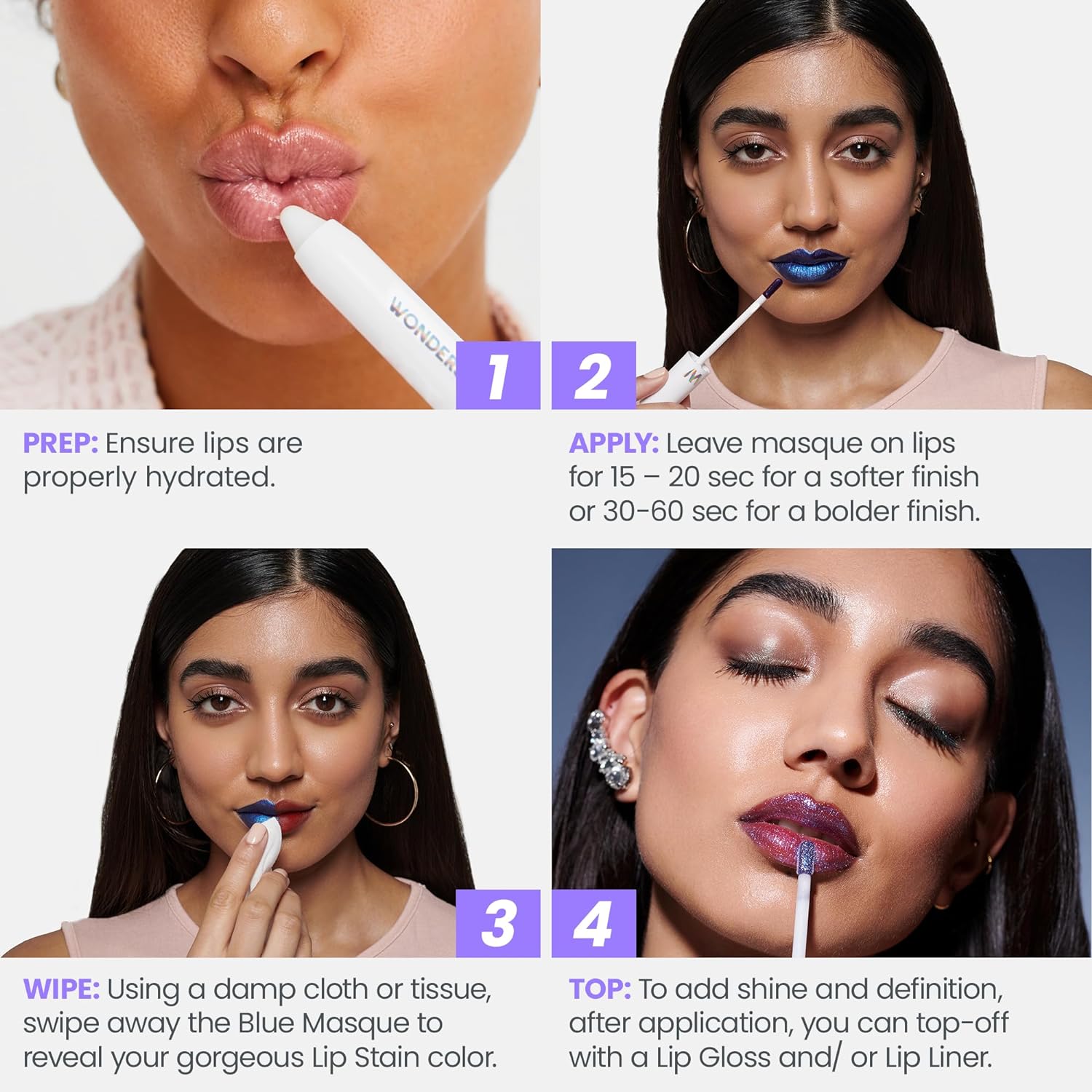 Wonderskin Wonder Blading Lip Stain Masque, Waterproof Nude Lip Stain, Long Lasting Lip Makeup, Transfer Proof Lip TInt, Pink Lip Makeup (XOXO Masque)
