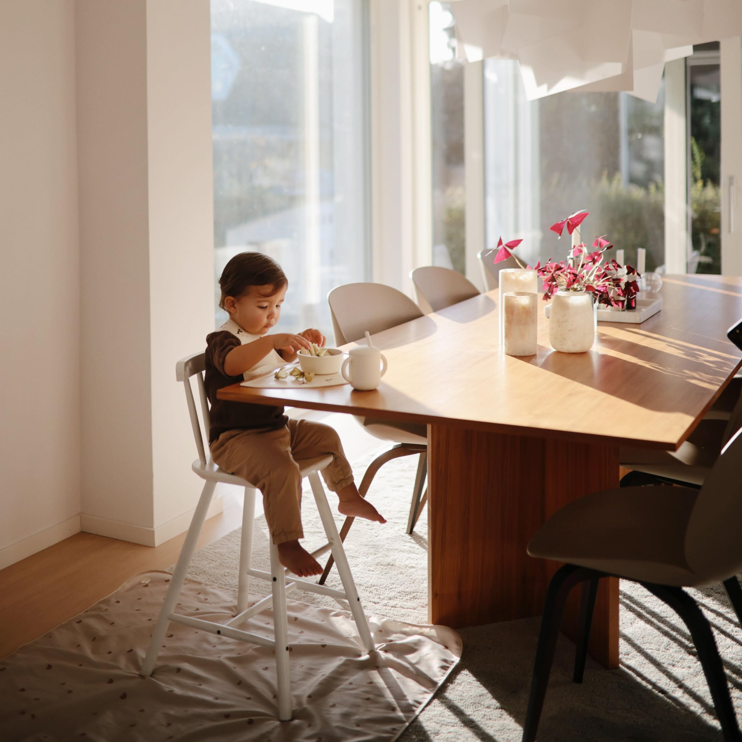 mushie Baby Splat Mat 42.5x42.5 Inch (Fog) | Water Resistant for Under High Chair and Infant Play