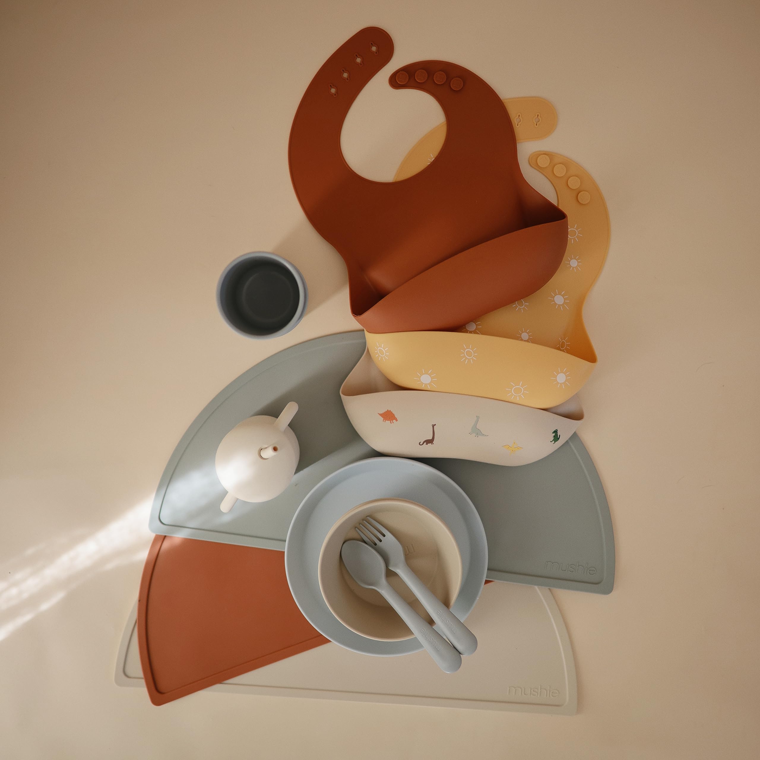 mushie Silicone Baby Bib | Adjustable Fit Waterproof Bibs (Whales)