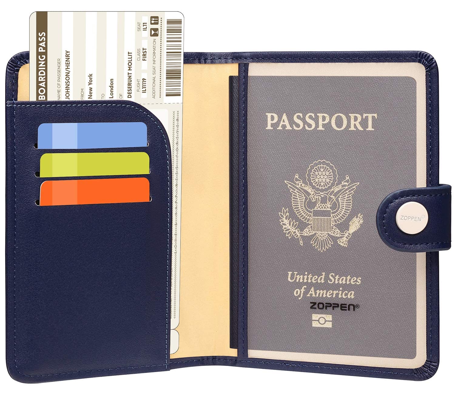 Zoppen RFID Blocking Travel Passport Holder Cadanian Passport Cover Slim Id Card Case (