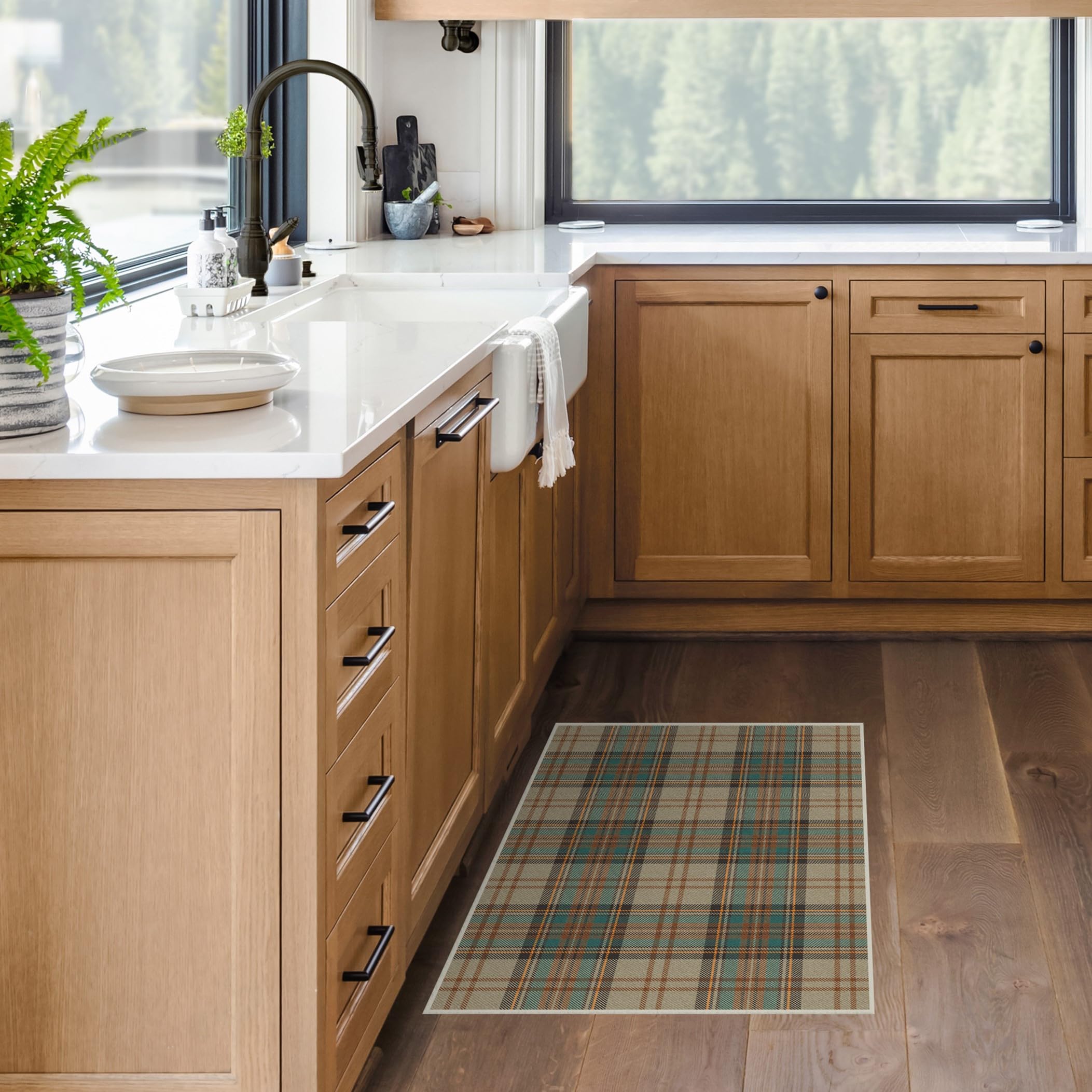 RUGGABLE Winter Plaid Washable Rug - Perfect Holiday Area Rug for Living Room Bedroom Kitchen - Pet & Child Friendly - Stain & Water Resistant - Dress Stewart Tartan Plaid 3&