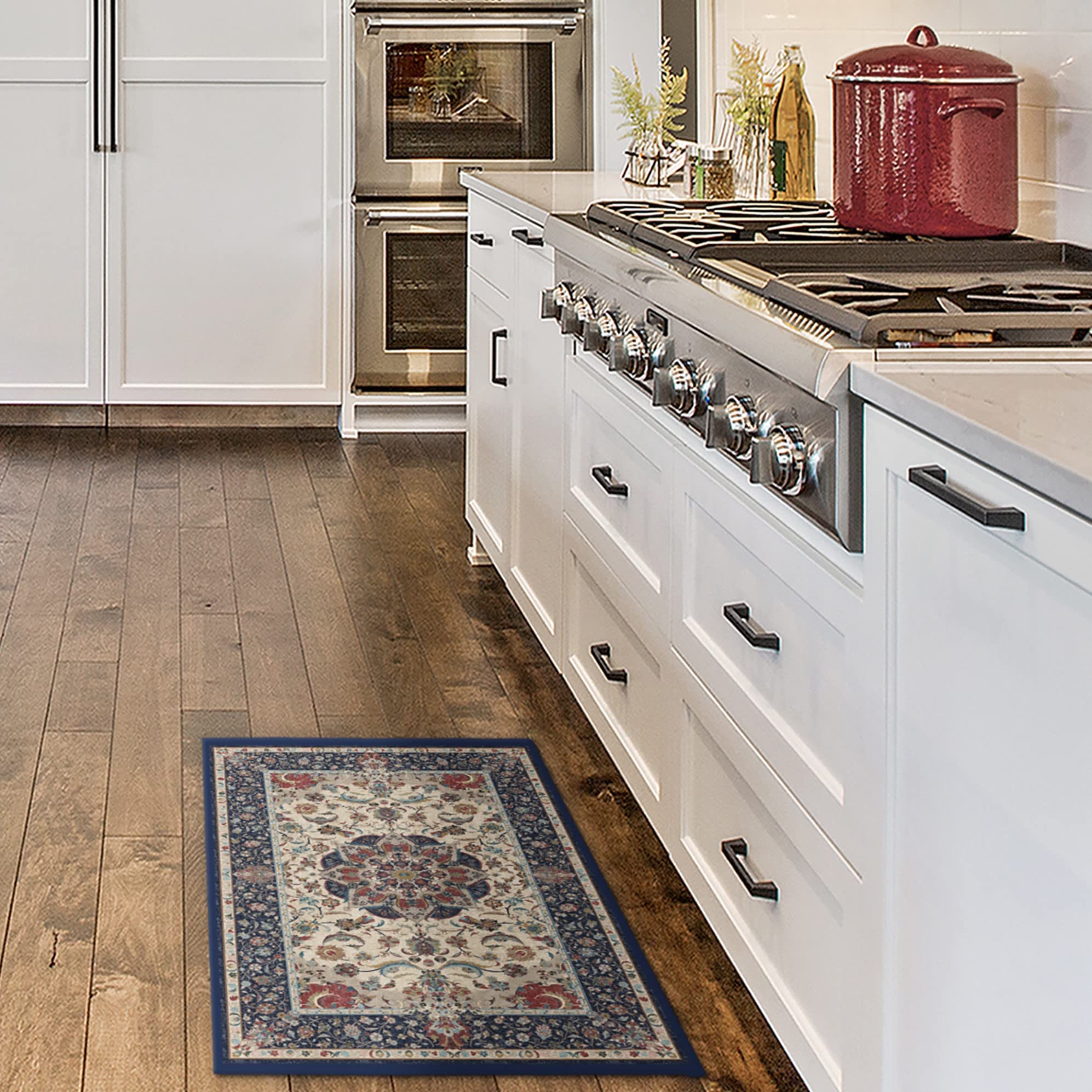 RUGGABLE Sima Washable Rug - Perfect Vintage Area Rug for Living Room Bedroom Kitchen - Pet & Child Friendly - Stain & Water Resistant - Royal Blue 2&