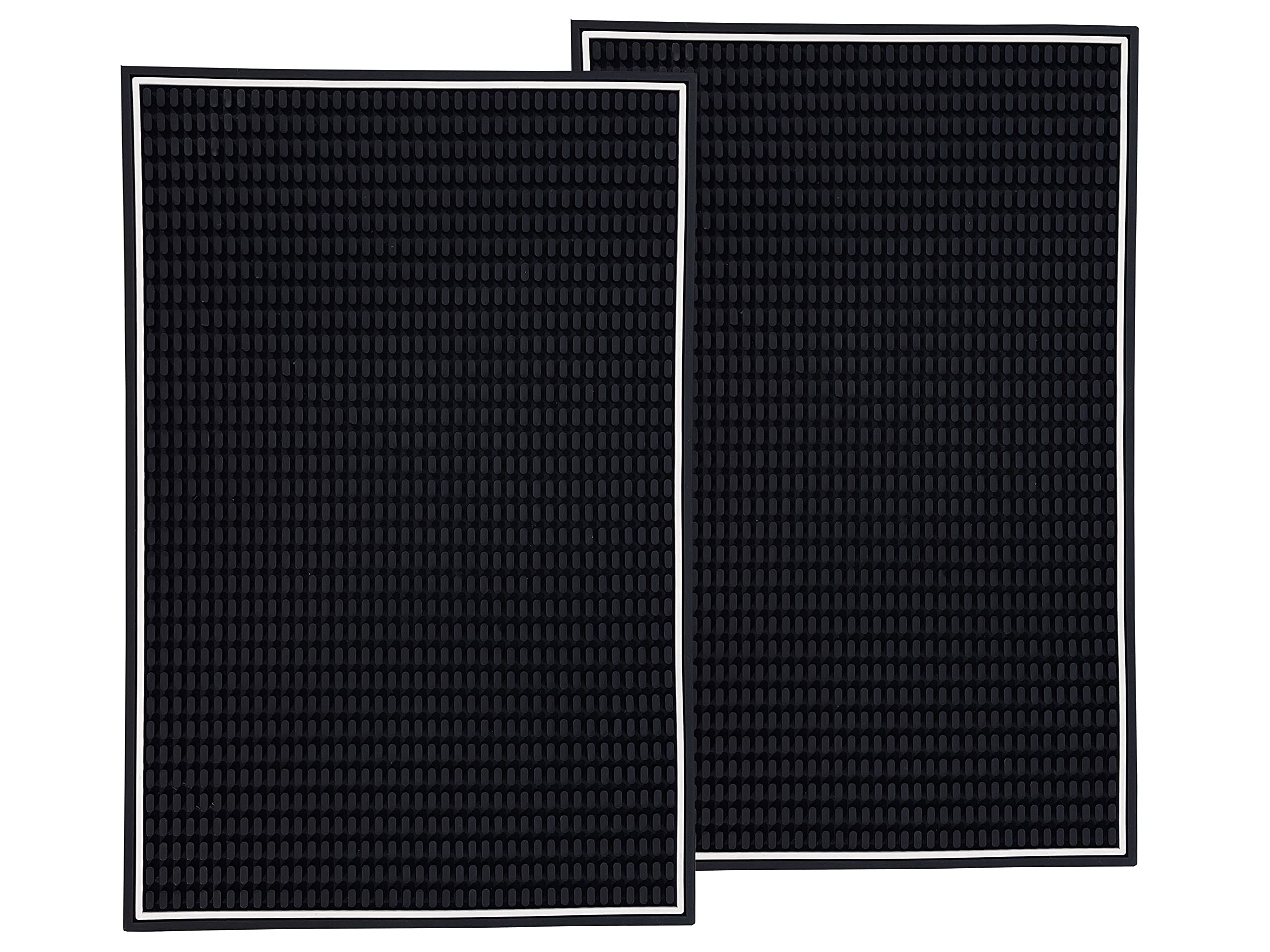 Highball & Chaser Premium Bar Mat 18in x 12in 1cm Thick Durable and Stylish Service Bar Mat for Spills, Bars, Restaurants, Counter Top Dish Drying Mat, Glass Drying Mat (1 Pack, Black Border)