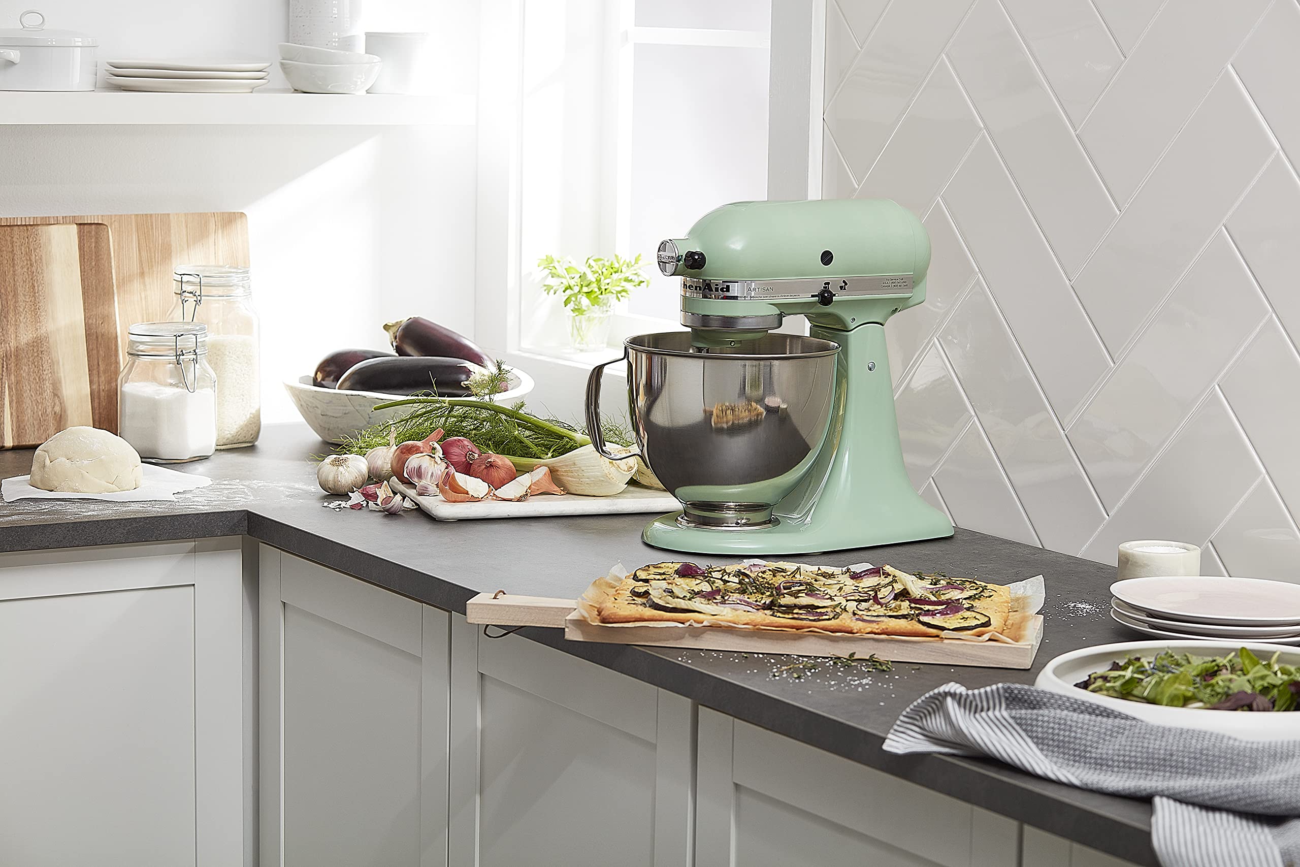 KitchenAid Artisan Series 5-Quart Tilt-Head Stand Mixer, Almond Cream, KSM150PSAC