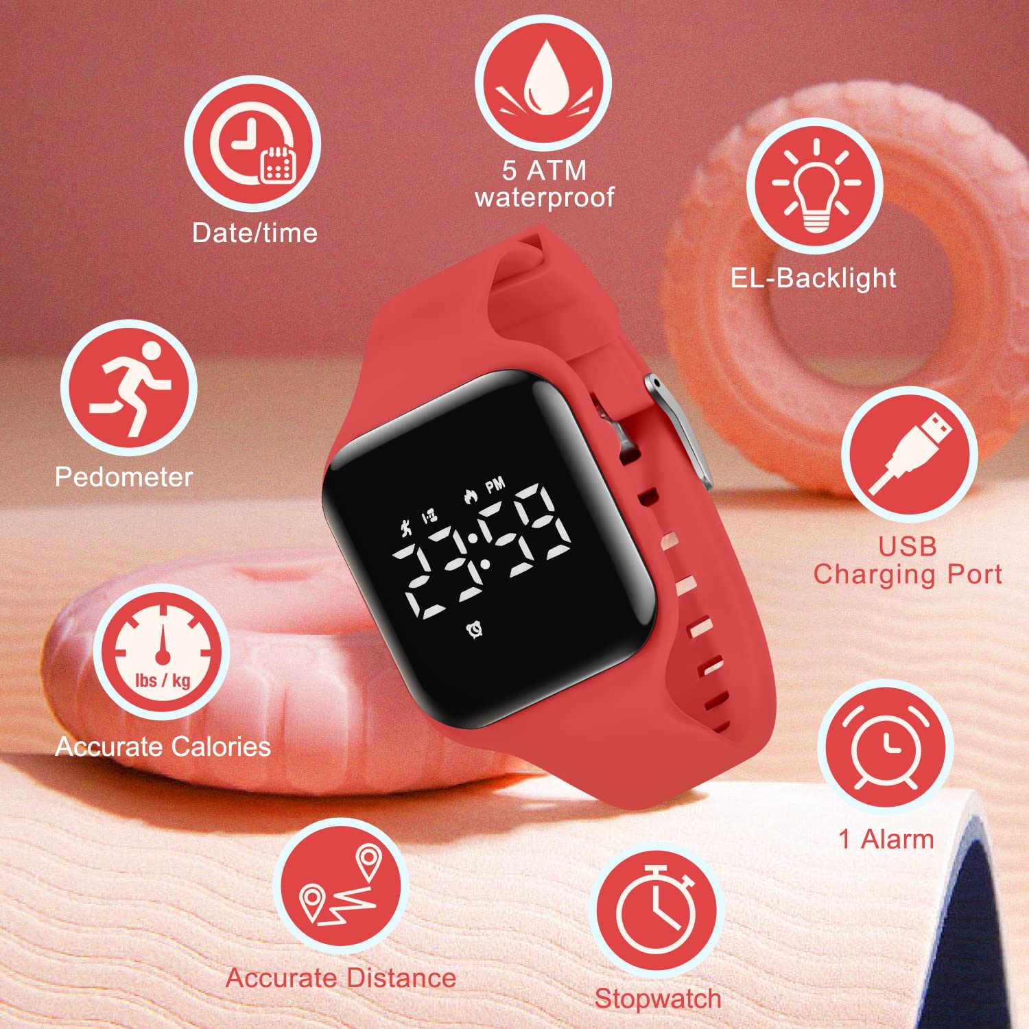 Kids Watch, No App Fitness Tracker Watch for Kids Teenager Digital Watch with Steps Counter/Distance/Calories/Alarm/Stopwatch Fitness Watch for Kids Girls Boys Gift for Teens