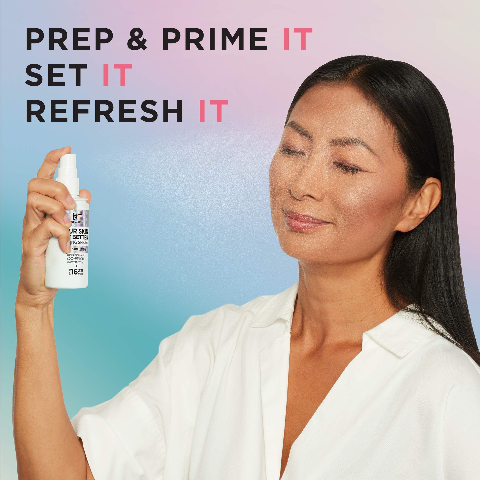 IT Cosmetics Your Skin But Better Makeup Setting Spray - Protects Makeup, Controls Shine, Provides Hydration - 16-Hour Hold - With Hyaluronic Acid, Coconut Water & Aloe Vera