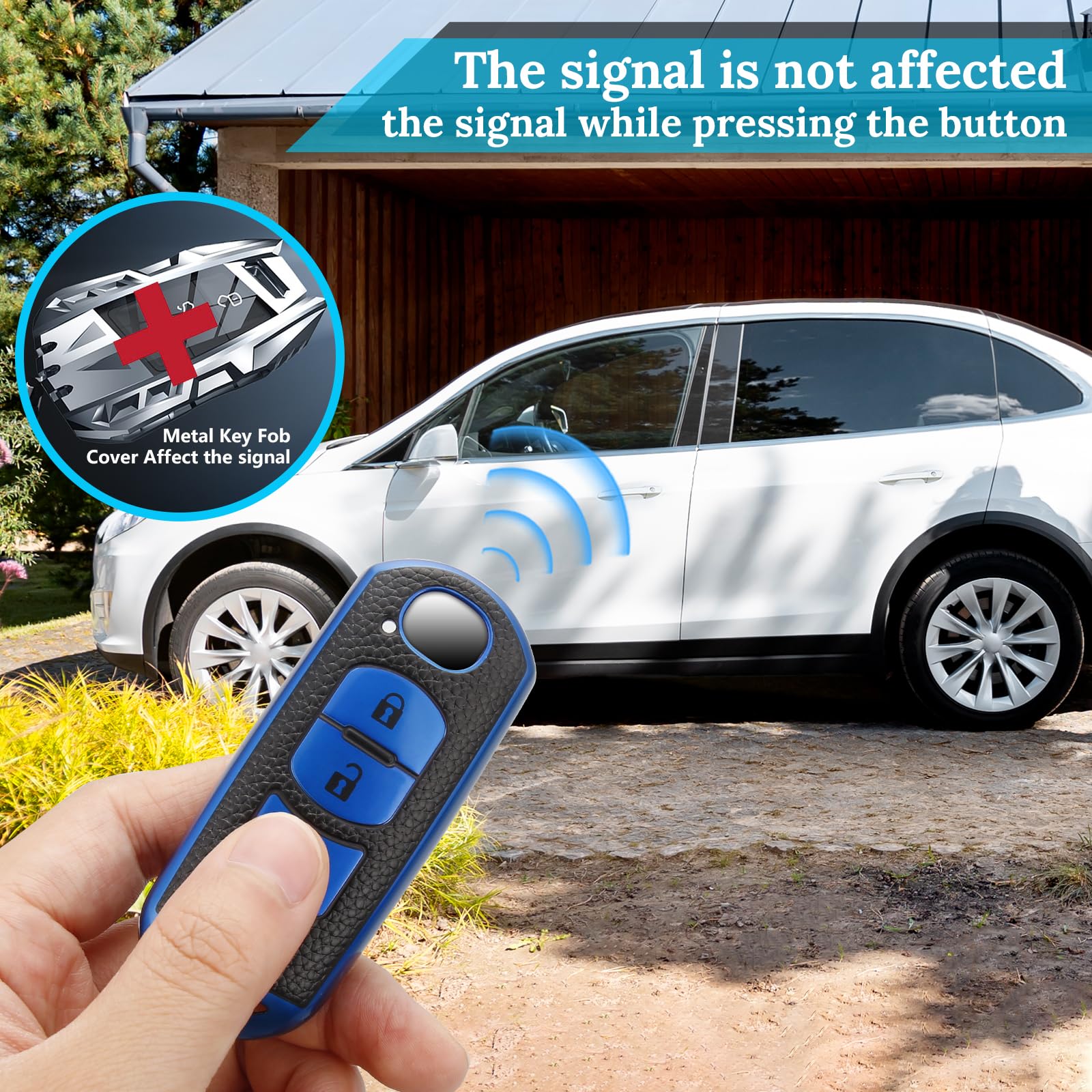 Cadillac Key Fob Cover with Metal Braided Rope Keychain, Upgraded Soft Key Case for 2015-2019 Escalade CTS SRX XT5 ATS STS CT6 (5 Button) (Gold Edge)