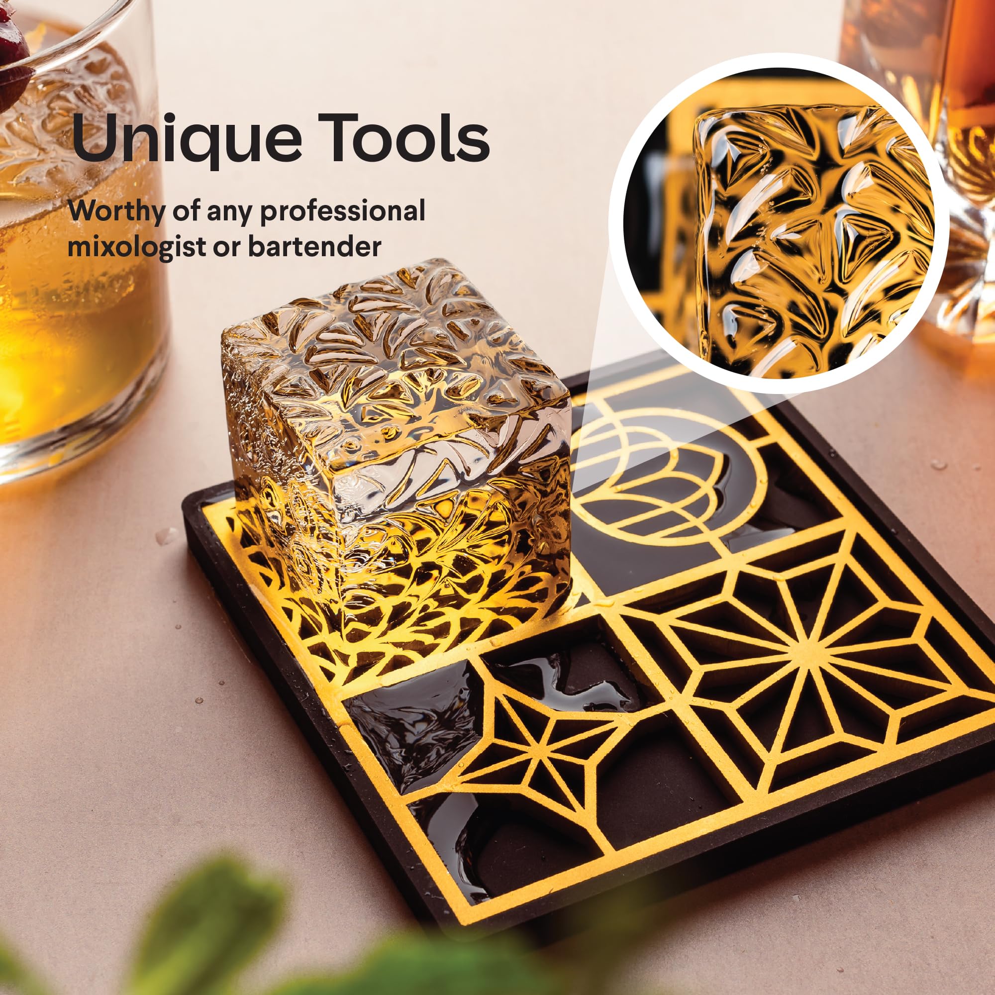 Whiskey Set Cocktail Kit with Ice Stamp - Cool Bourbon Gifts for Men -Whiskey Gifts for Men - Home Bar Accessories/Barware Set - Old Fashioned Kit - Cocktail Accessories for Gifts for Male Friends