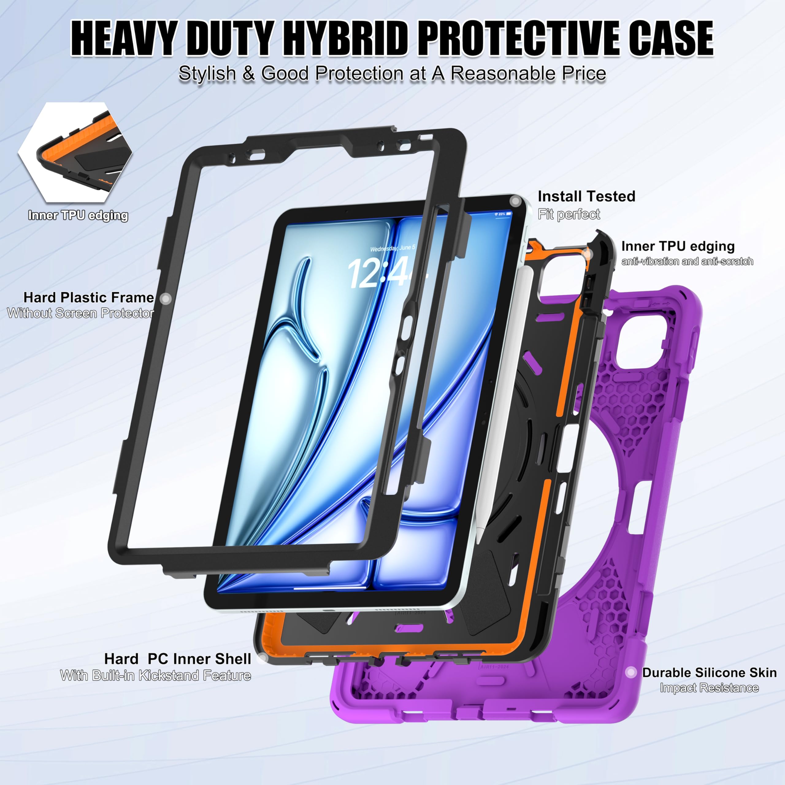 SCSVPN for iPad Air 11 Inch Case 2024 M2(6th Gen), iPad Air 5th/4th Generation Case 10.9&